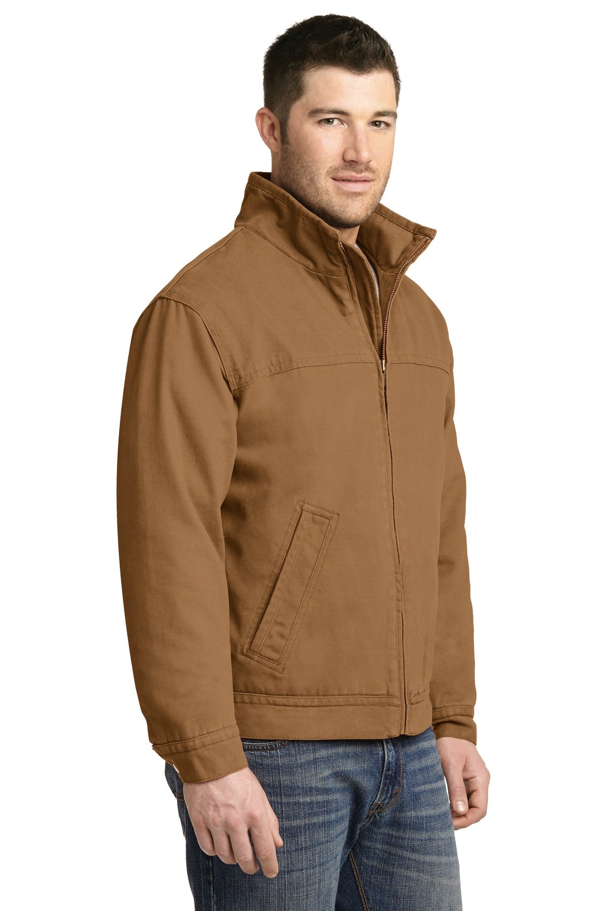 CornerStone Washed Duck Cloth Flannel-Lined Work Jacket. CSJ40 - Duck Brown - three_q
