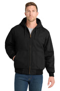 CornerStone Washed Duck Cloth Insulated Hooded Work Jacket. CSJ41 - Black - front