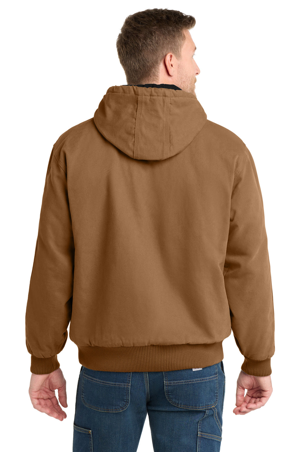 CornerStone Washed Duck Cloth Insulated Hooded Work Jacket. CSJ41 - Duck Brown - back