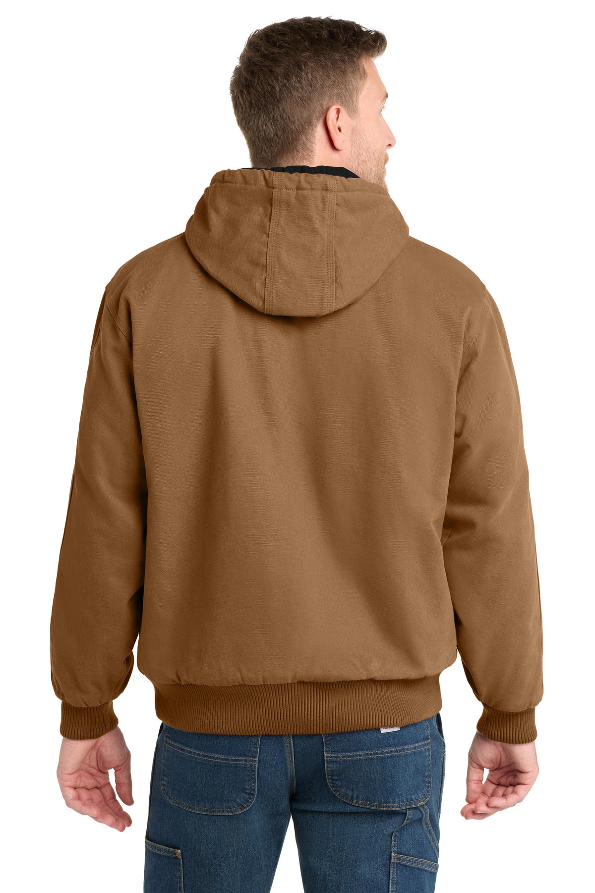 CornerStone Washed Duck Cloth Insulated Hooded Work Jacket. CSJ41 - Duck Brown - back