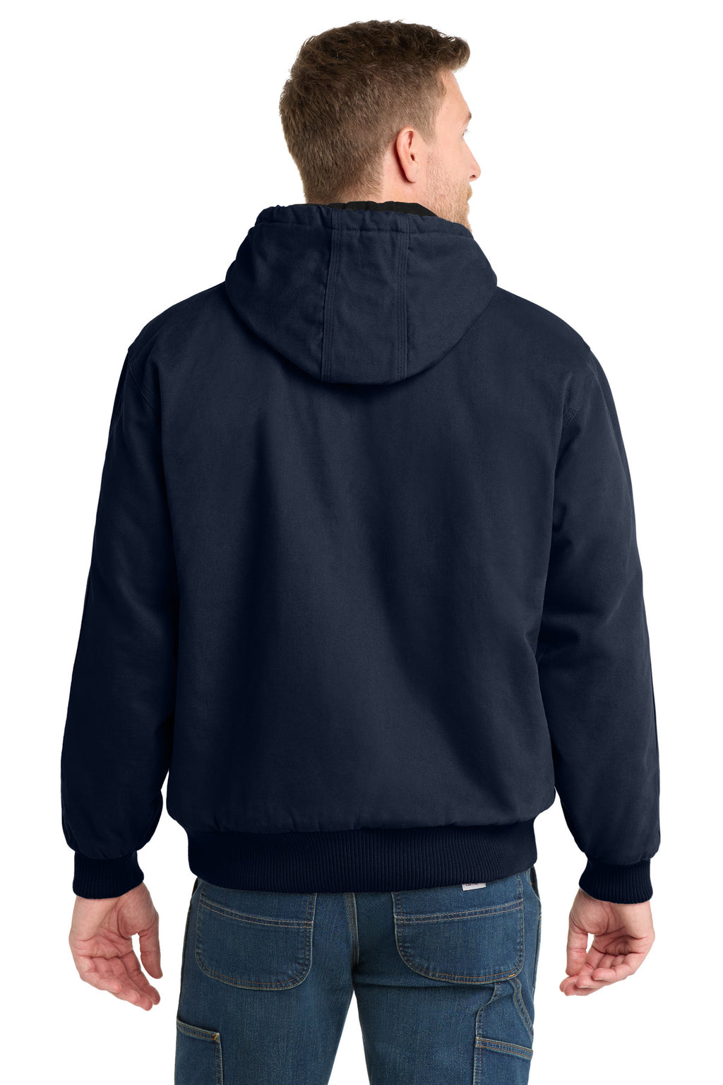 CornerStone Washed Duck Cloth Insulated Hooded Work Jacket. CSJ41 - Navy - back