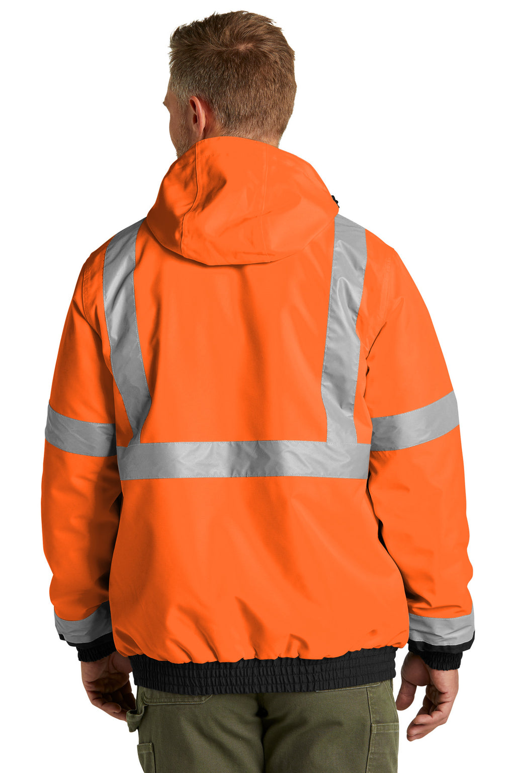 CornerStone ANSI 107 Class 3 Economy Waterproof Insulated Bomber Jacket CSJ500 - Safety Orange - back