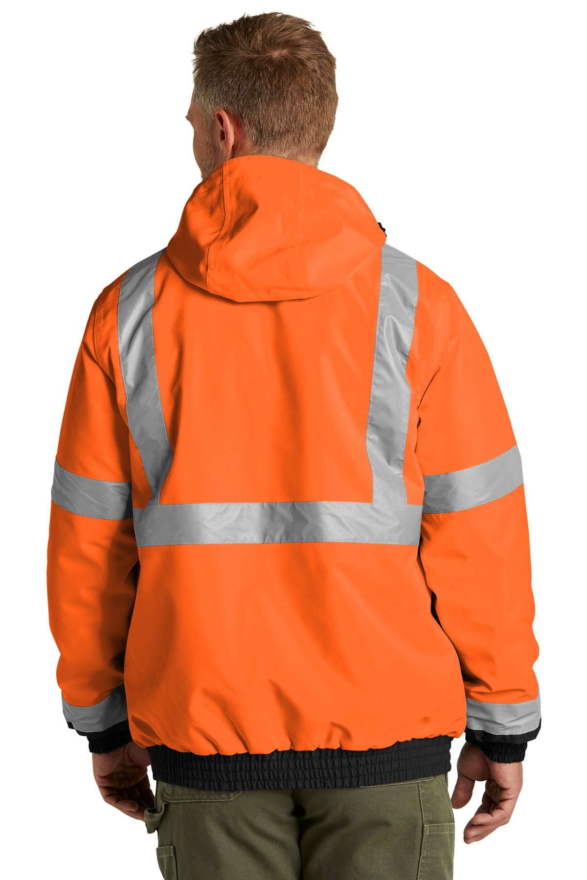 CornerStone ANSI 107 Class 3 Economy Waterproof Insulated Bomber Jacket CSJ500 - Safety Orange - back