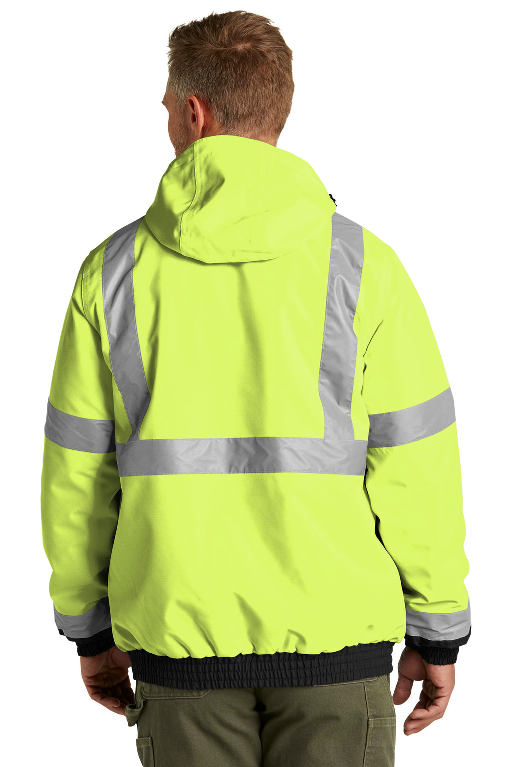 CornerStone ANSI 107 Class 3 Economy Waterproof Insulated Bomber Jacket CSJ500 - Safety Yellow - back