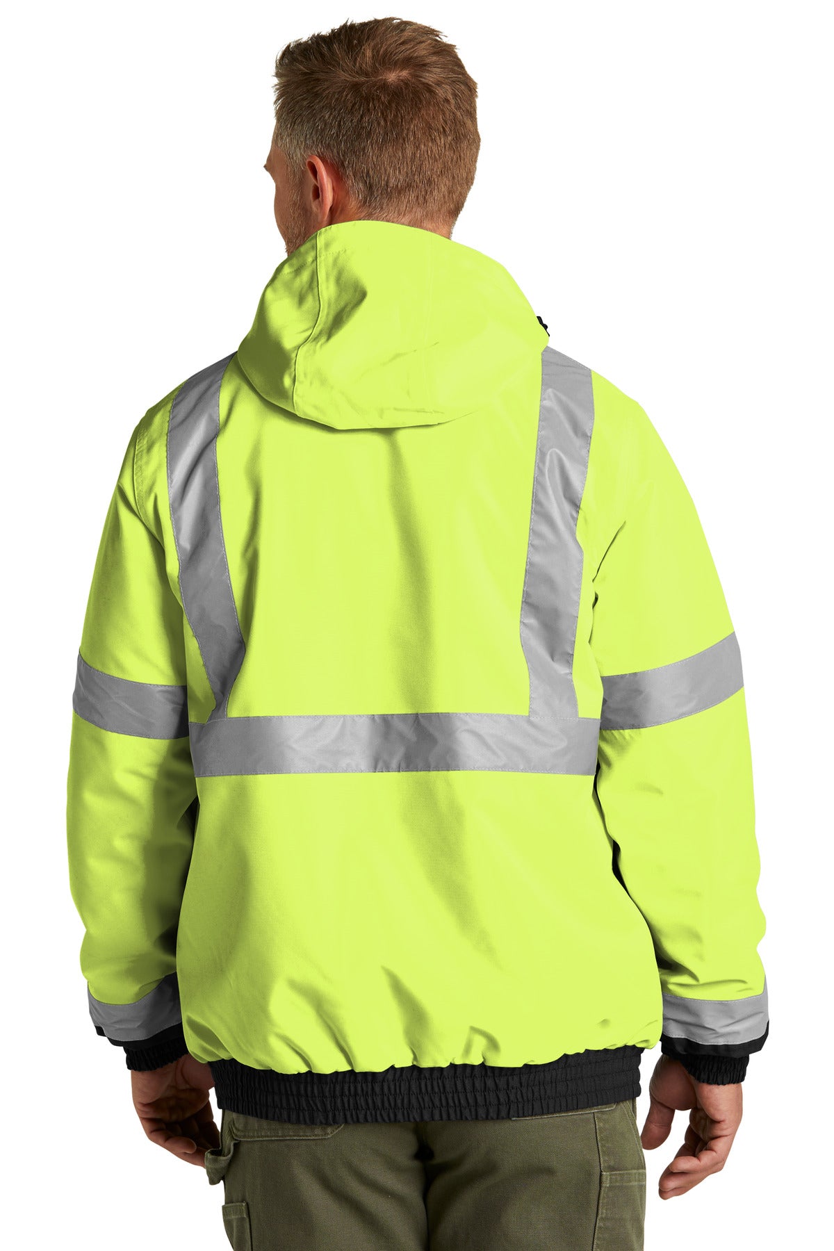 CornerStone ANSI 107 Class 3 Economy Waterproof Insulated Bomber Jacket CSJ500 - Safety Yellow - back