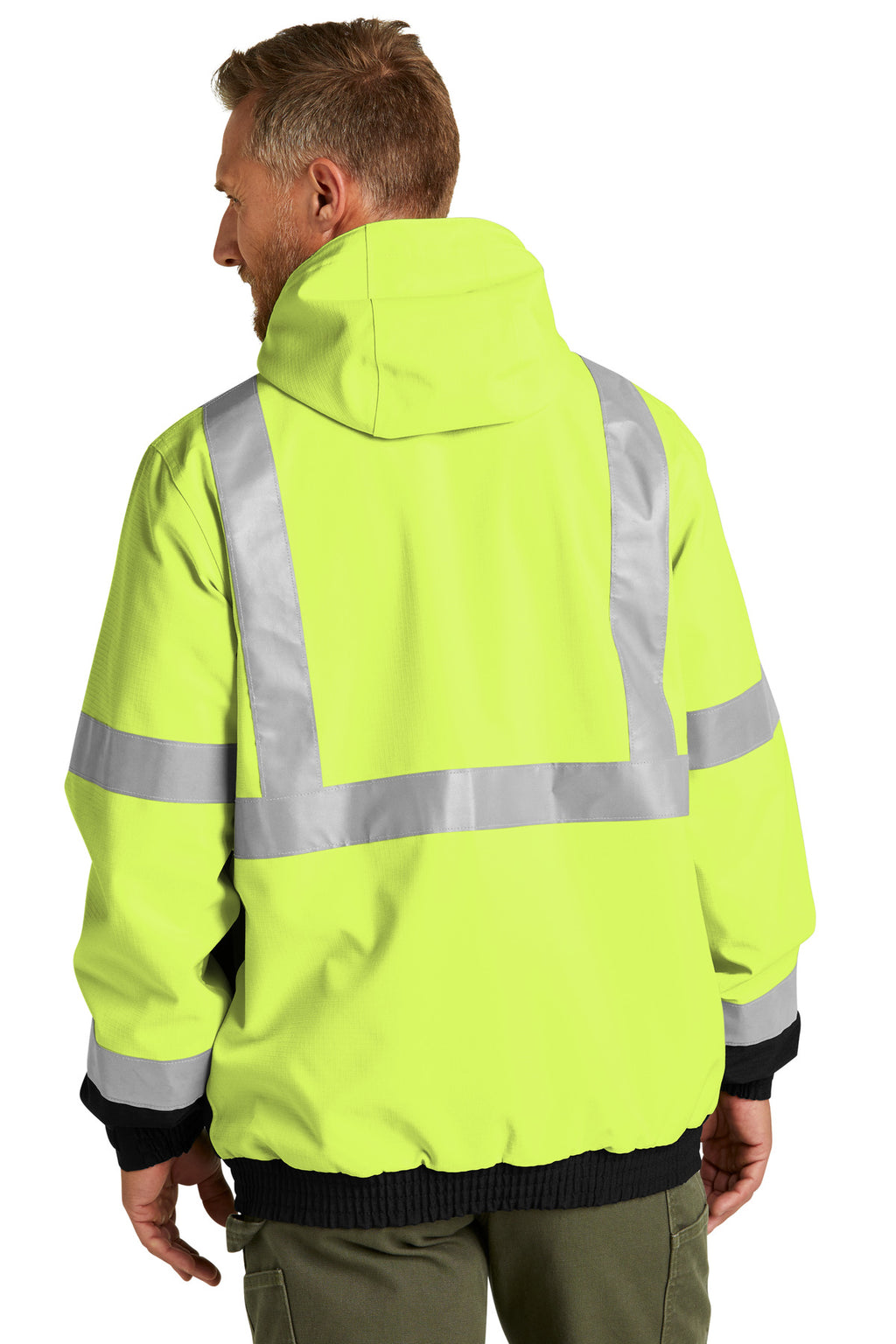 CornerStone ANSI 107 Class 3 Waterproof Insulated Ripstop Bomber Jacket CSJ501 - Safety Yellow - back