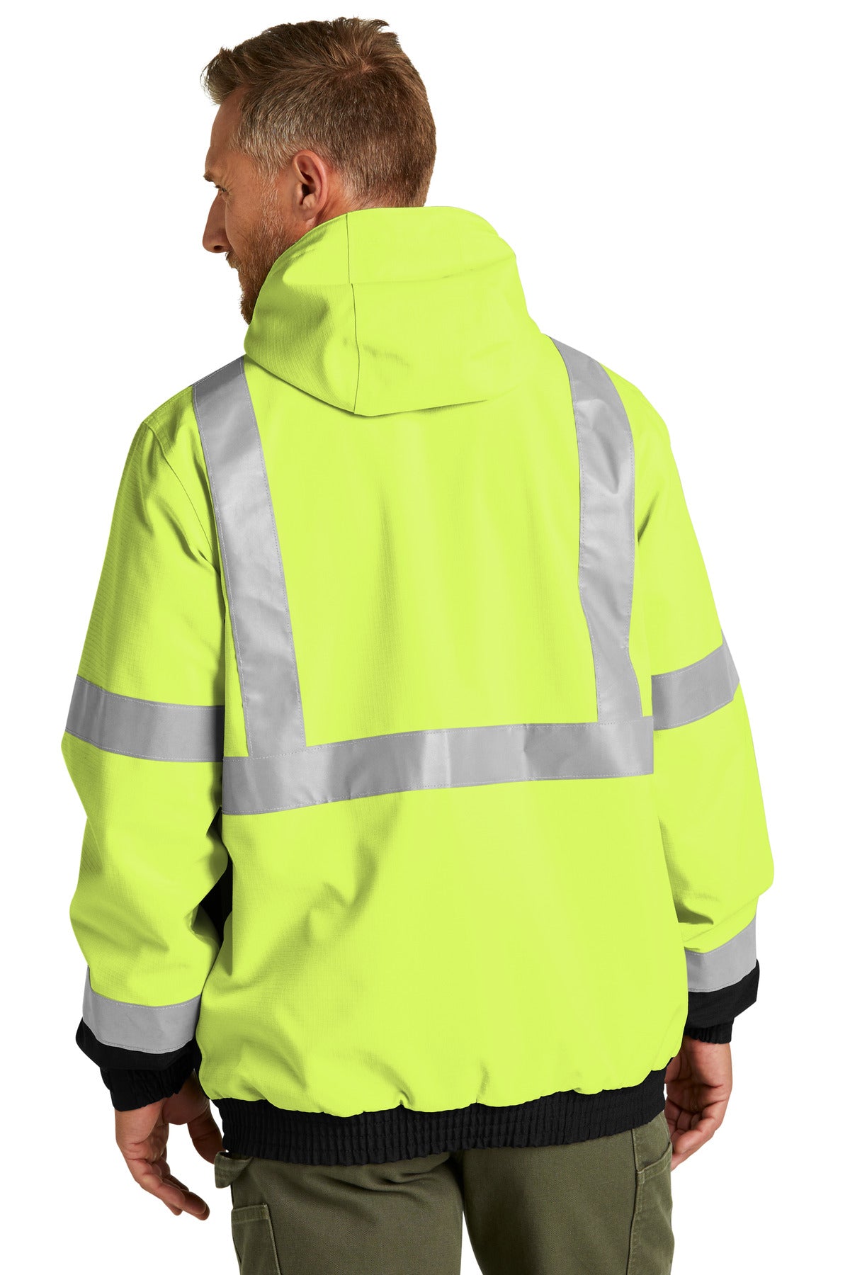 CornerStone ANSI 107 Class 3 Waterproof Insulated Ripstop Bomber Jacket CSJ501 - Safety Yellow - back