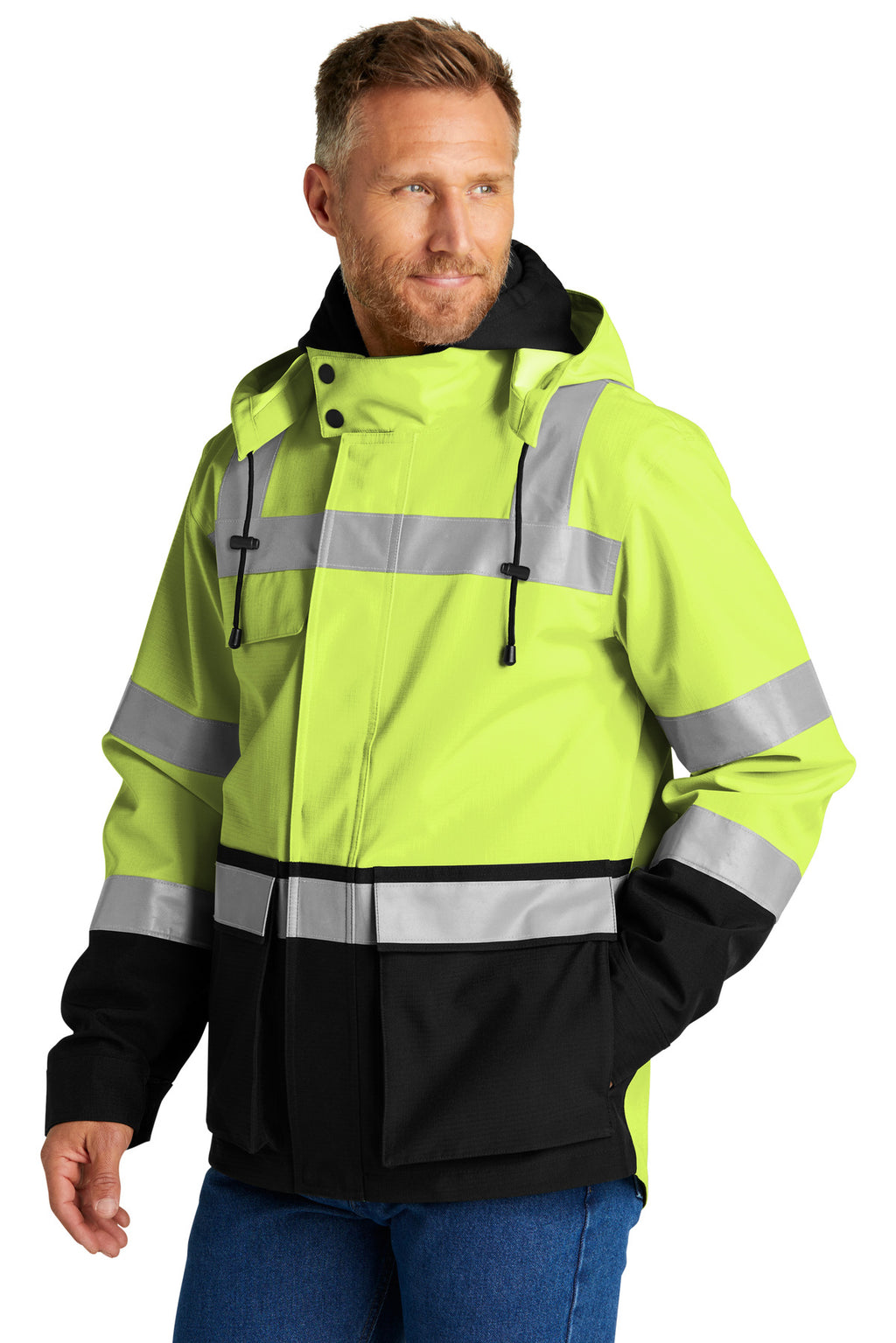 CornerStone ANSI 107 Class 3 Waterproof Ripstop 3-In-1 Parka CSJ502 - Safety Yellow - three_q