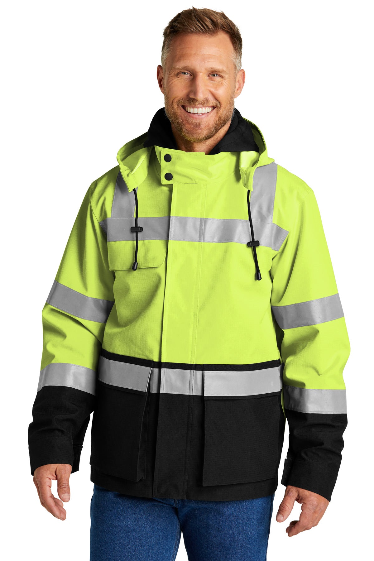 CornerStone ANSI 107 Class 3 Waterproof Ripstop 3-In-1 Parka CSJ502 - Safety Yellow - front