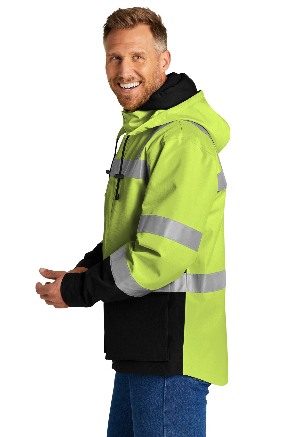 CornerStone ANSI 107 Class 3 Waterproof Ripstop 3-In-1 Parka CSJ502 - Safety Yellow - side