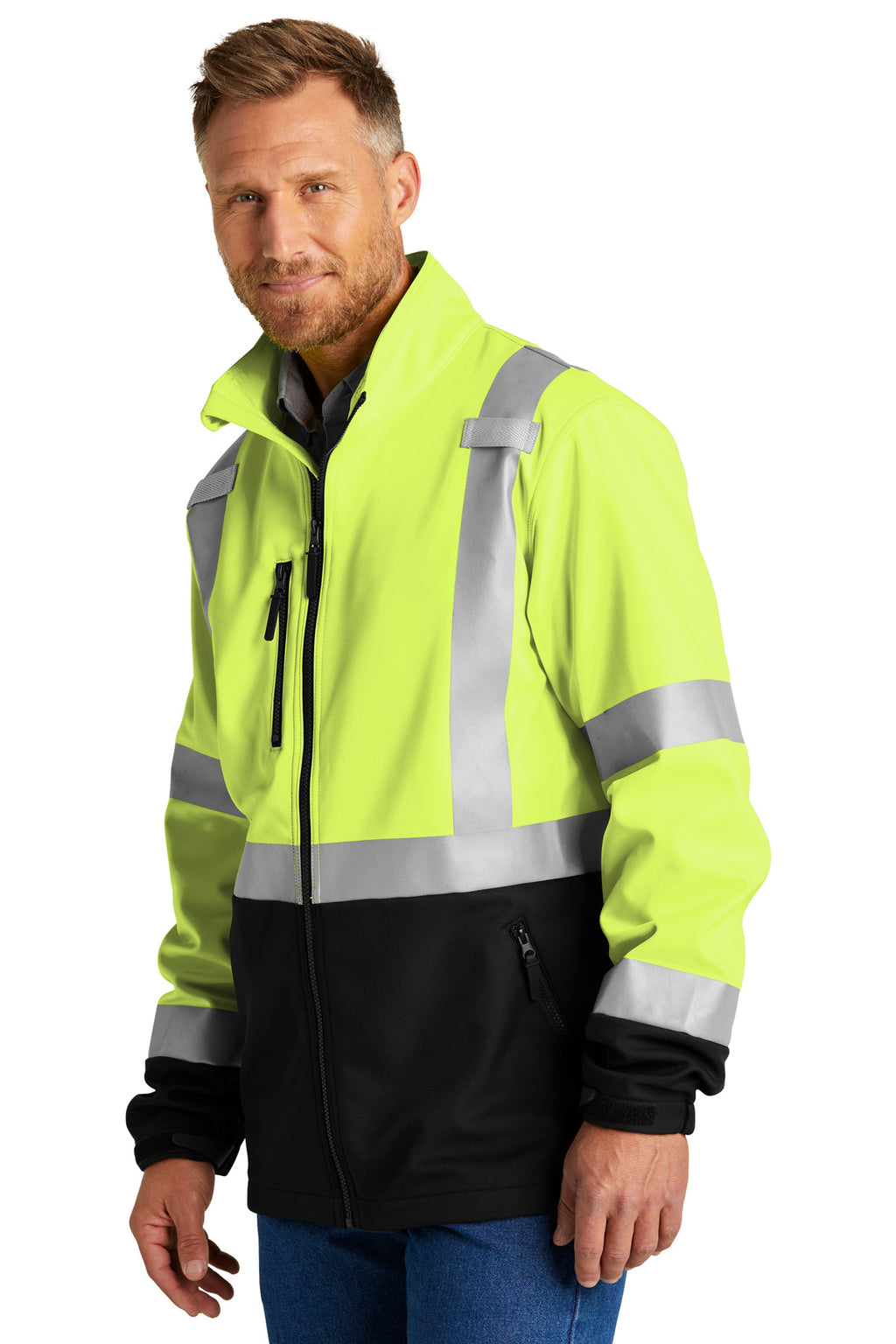 CornerStone ANSI 107 Class 3 Soft Shell Jacket CSJ503 - Safety Yellow - three_q