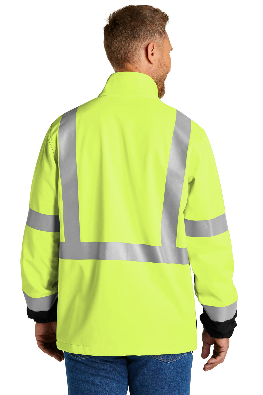 CornerStone ANSI 107 Class 3 Soft Shell Jacket CSJ503 - Safety Yellow - back