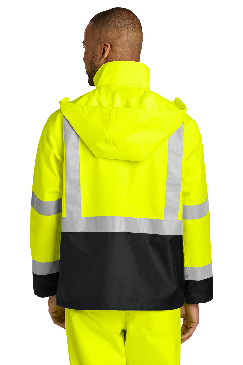 CornerStone ANSI 107 Class 3 Rain Jacket CSJ504 - Safety Yellow/ Black - back