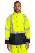 CornerStone ANSI 107 Class 3 Rain Jacket CSJ504 - Safety Yellow/ Black - front
