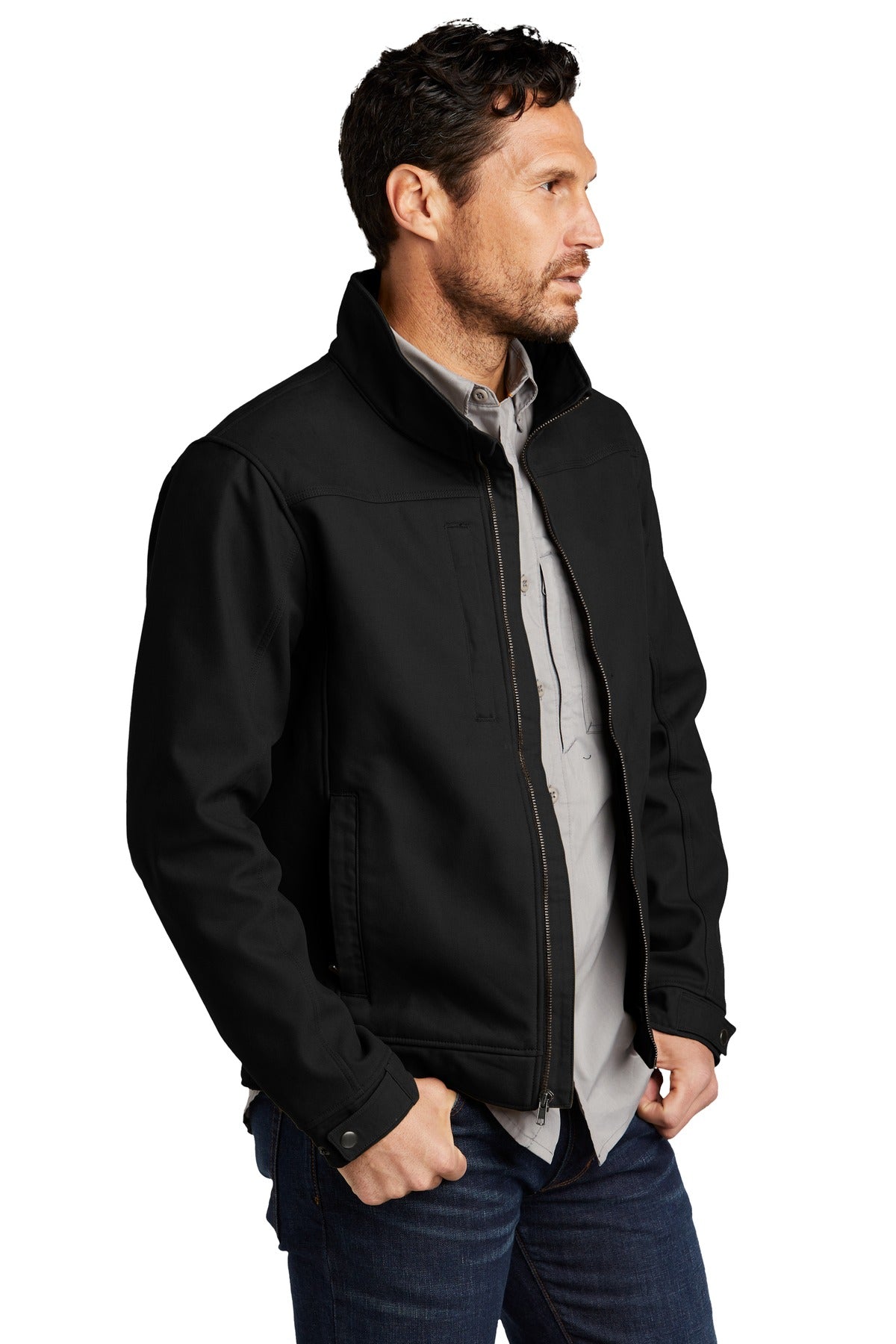 CornerStone Duck Bonded Soft Shell Jacket CSJ60 - Black - three_q