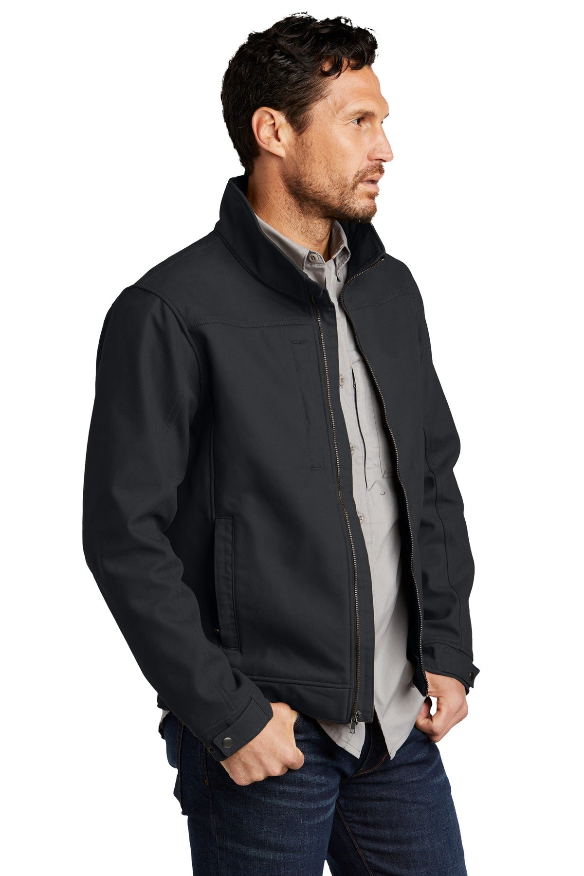 CornerStone Duck Bonded Soft Shell Jacket CSJ60 - Charcoal - three_q