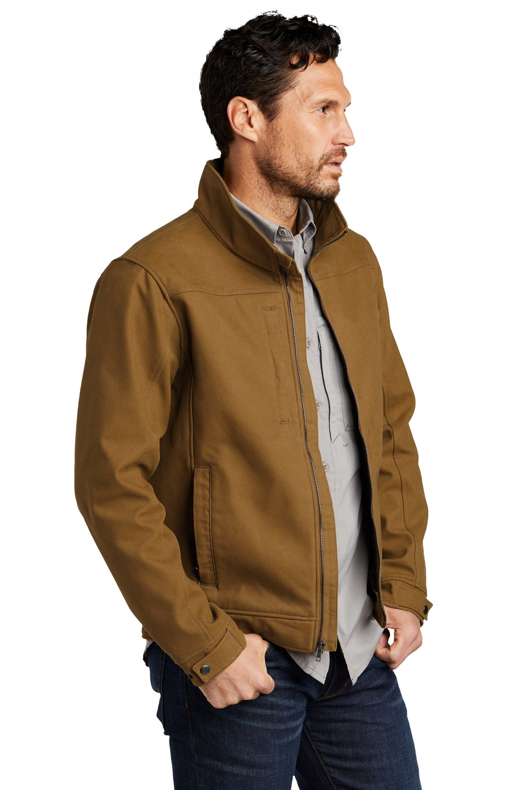 CornerStone Duck Bonded Soft Shell Jacket CSJ60 - Duck Brown - three_q