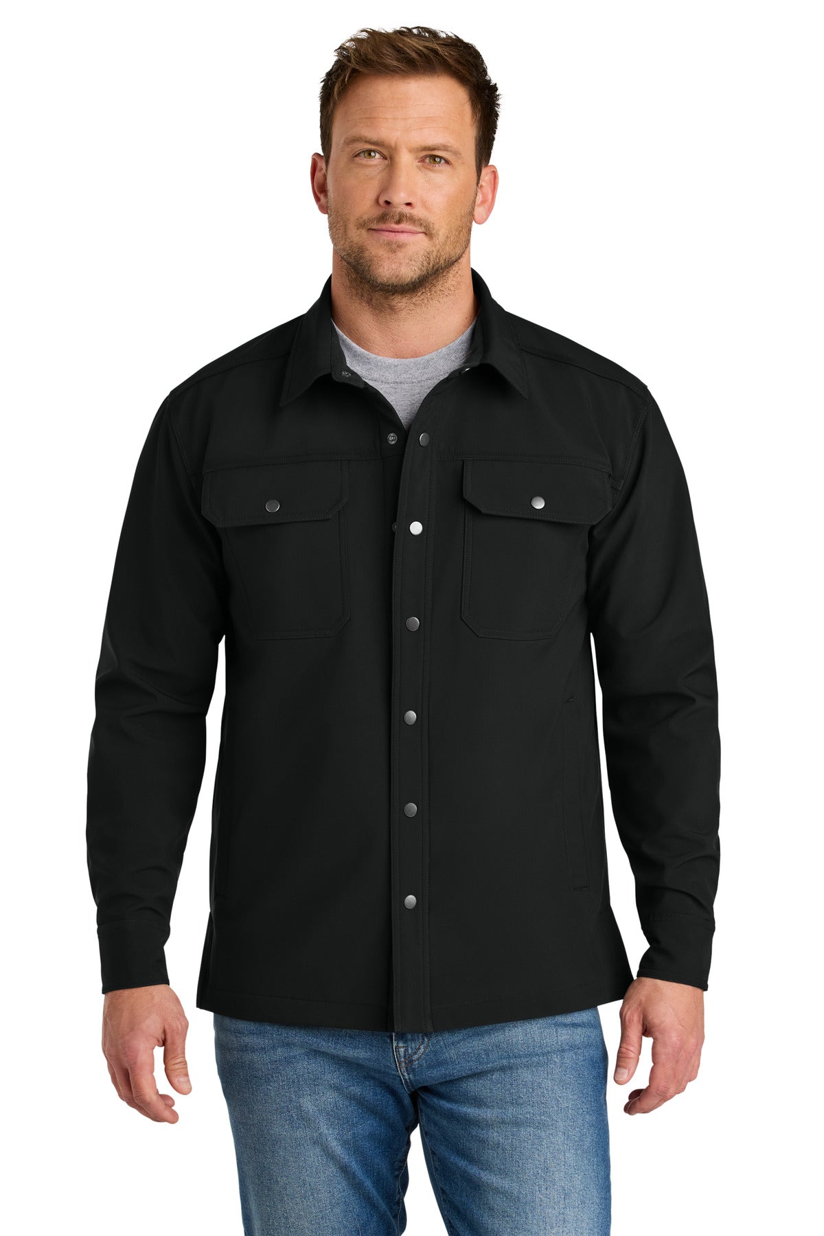 CornerStone Soft Shell Shirt Jacket CSJ73 - Black - front