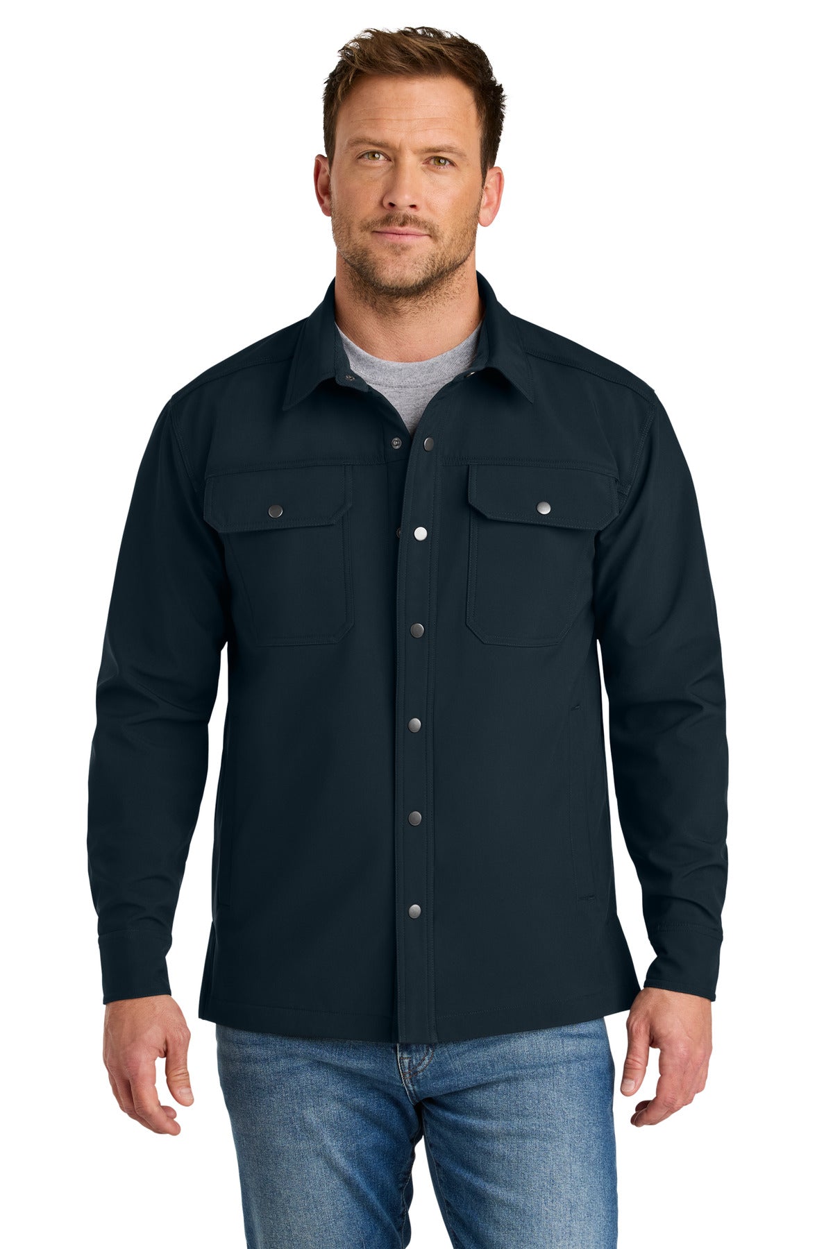 CornerStone Soft Shell Shirt Jacket CSJ73 - Navy - front