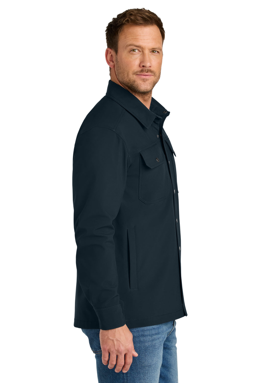CornerStone Soft Shell Shirt Jacket CSJ73 - Navy - side