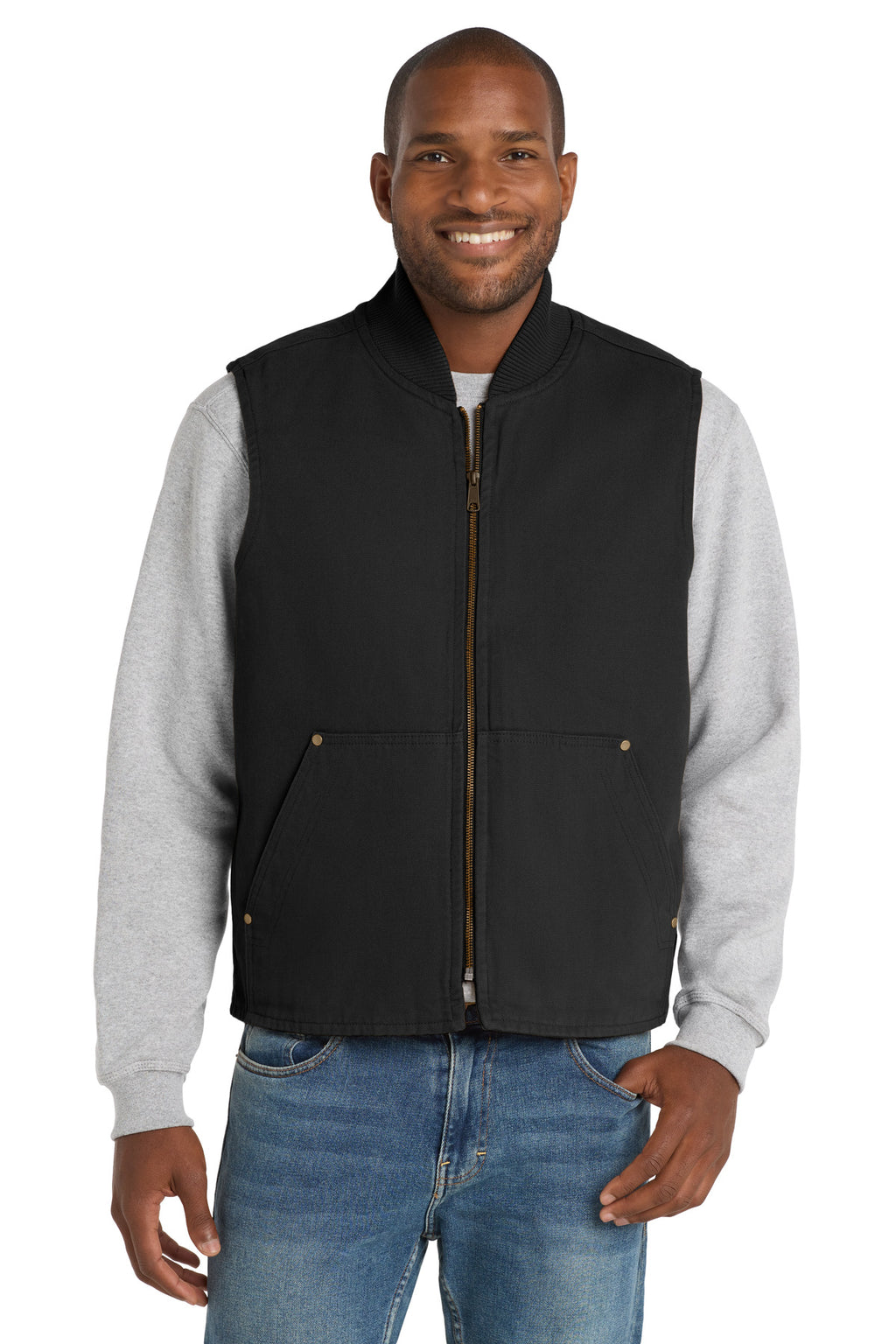 CornerStone Washed Duck Cloth Vest. CSV40 - Black - front