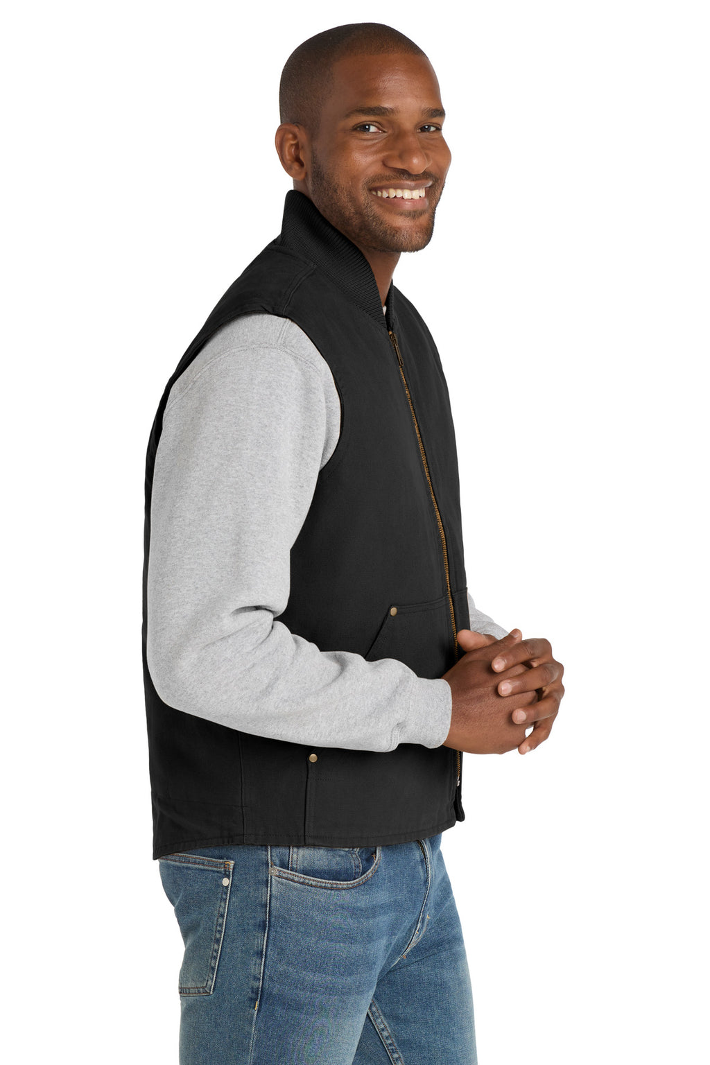 CornerStone Washed Duck Cloth Vest. CSV40 - Black - side