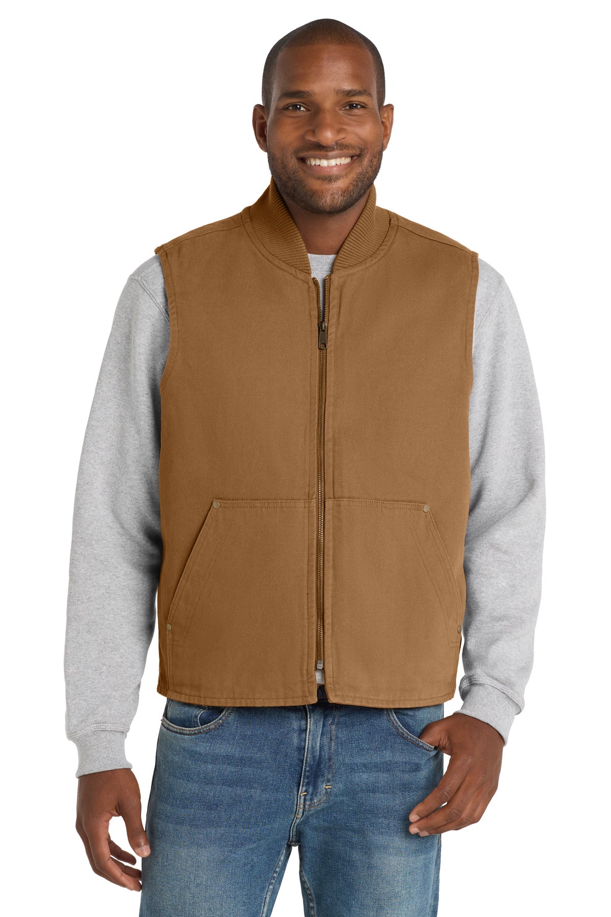 CornerStone Washed Duck Cloth Vest. CSV40 - Duck Brown - front