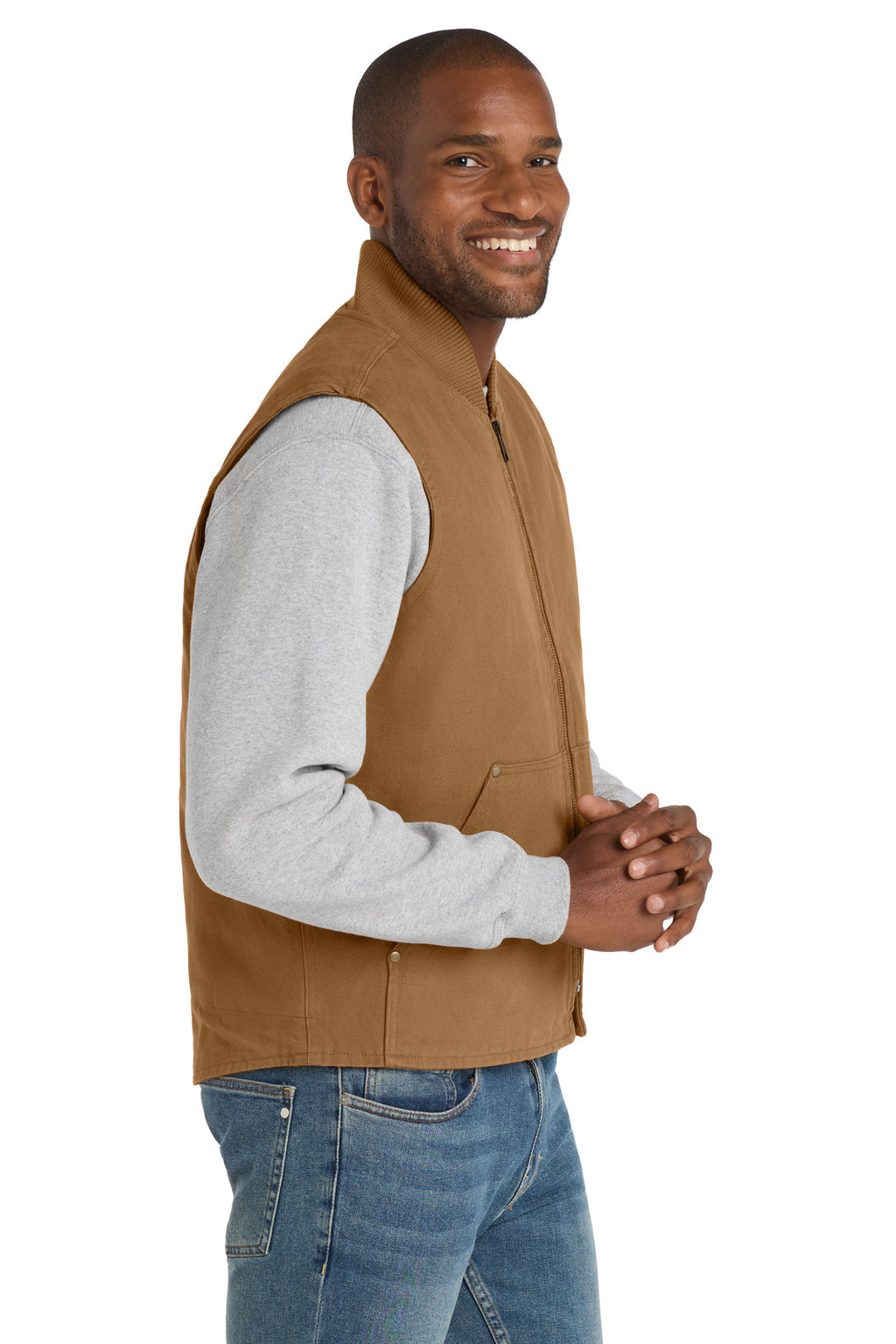CornerStone Washed Duck Cloth Vest. CSV40 - Duck Brown - side