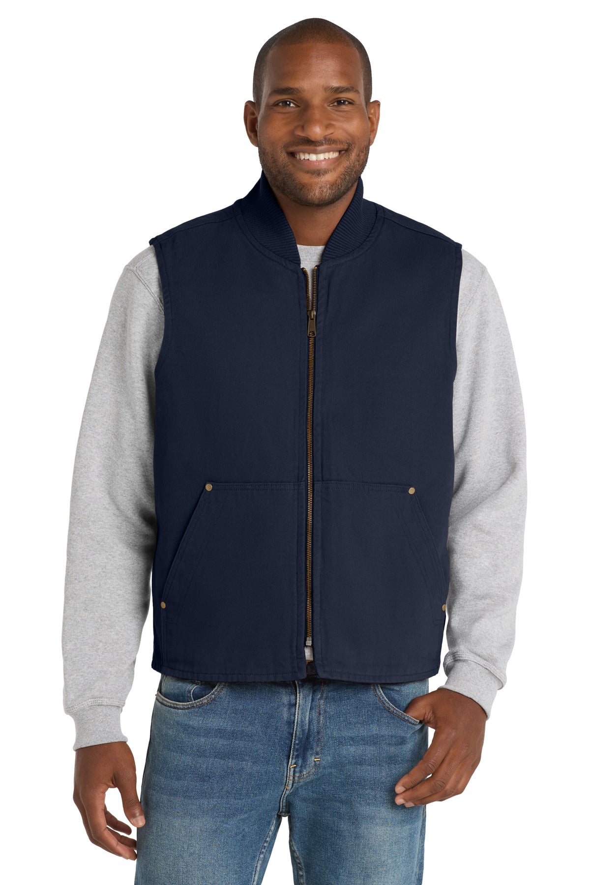 CornerStone Washed Duck Cloth Vest. CSV40 - Navy - front