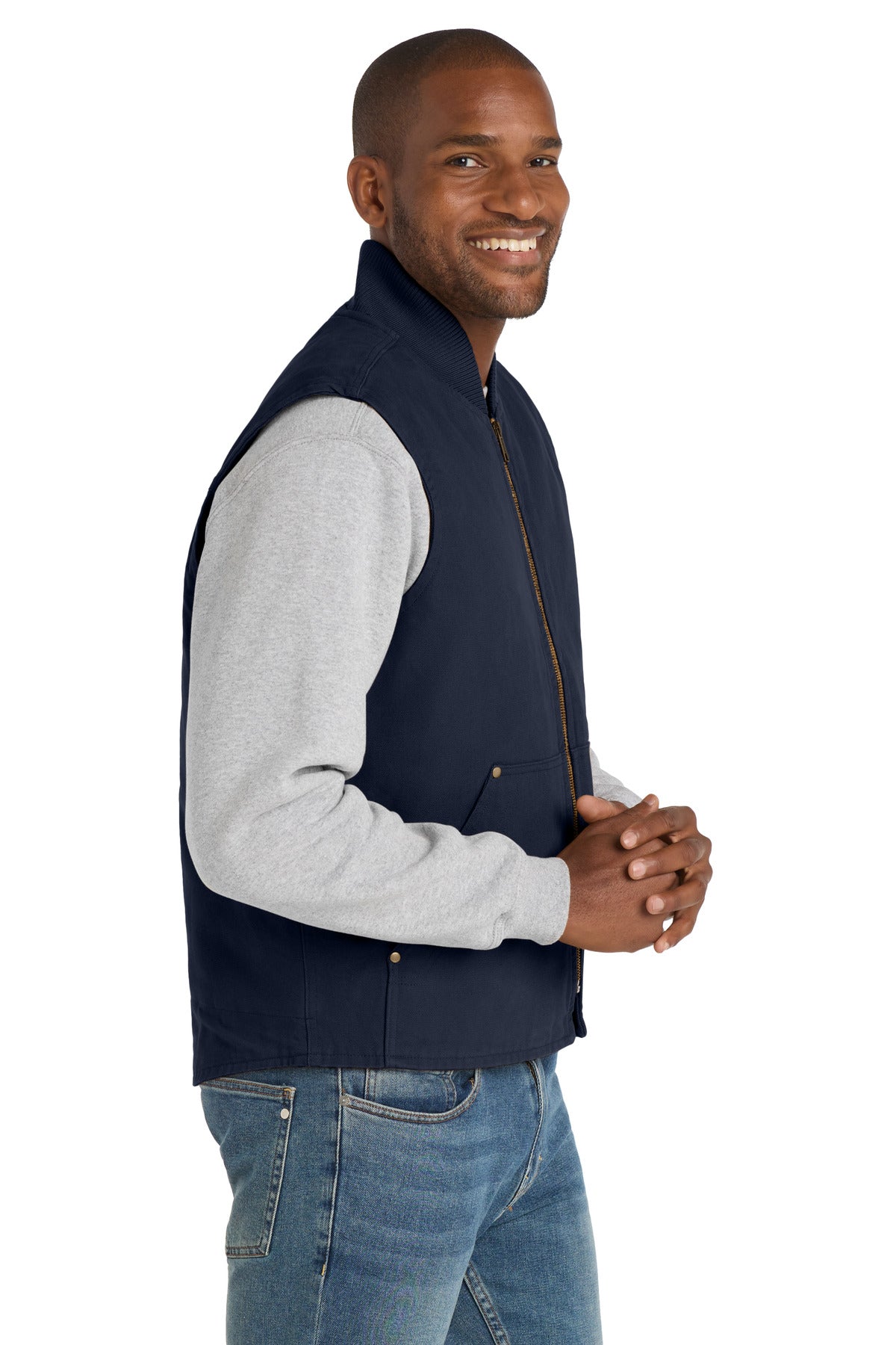 CornerStone Washed Duck Cloth Vest. CSV40 - Navy - side