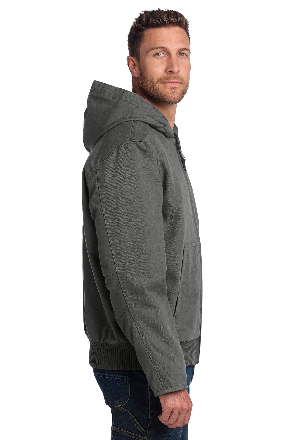 Carhartt Washed Duck Active Jac. CT104050 - Gravel - side
