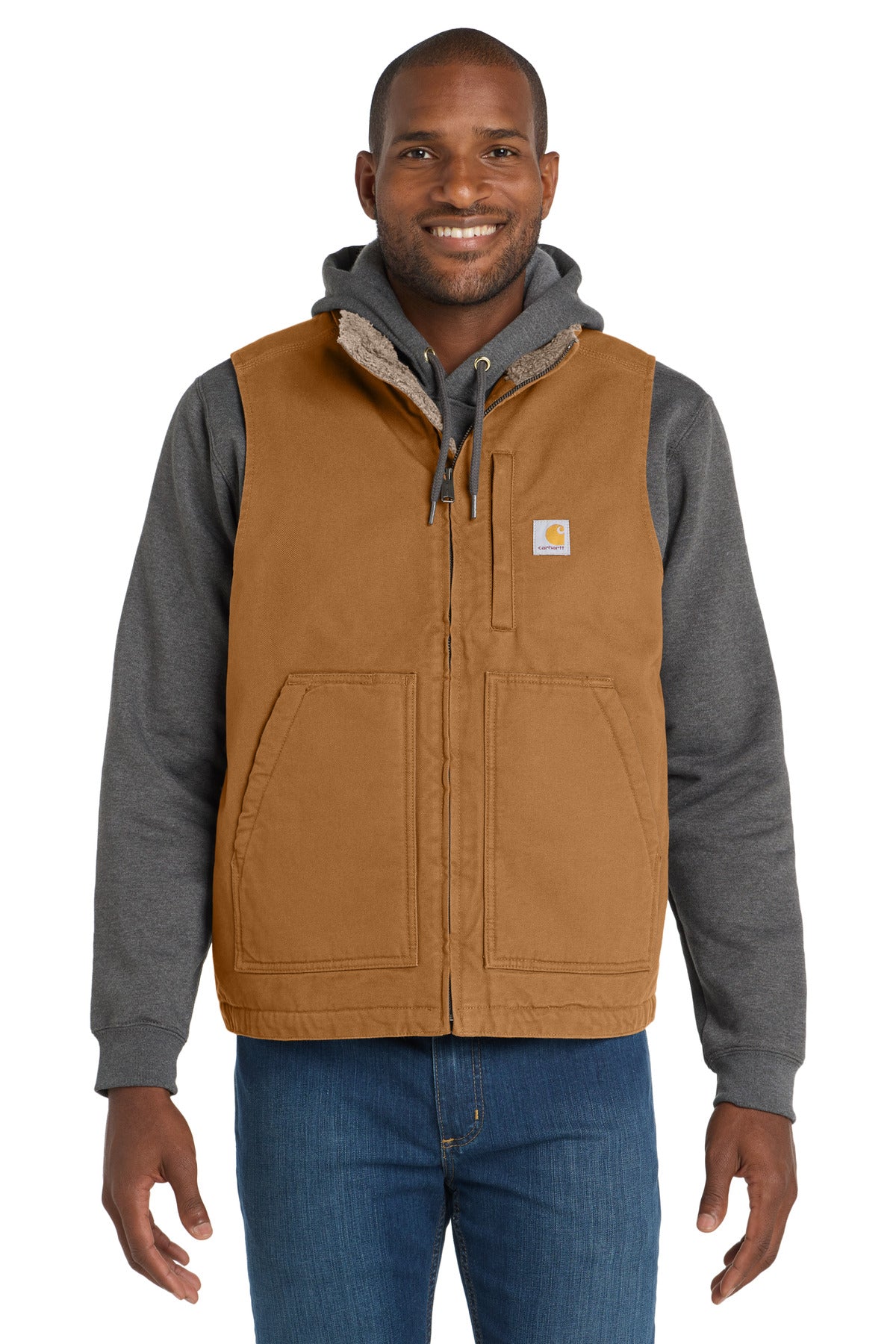 Carhartt Sherpa-Lined Mock Neck Vest CT104277 - Carhartt Brown - front