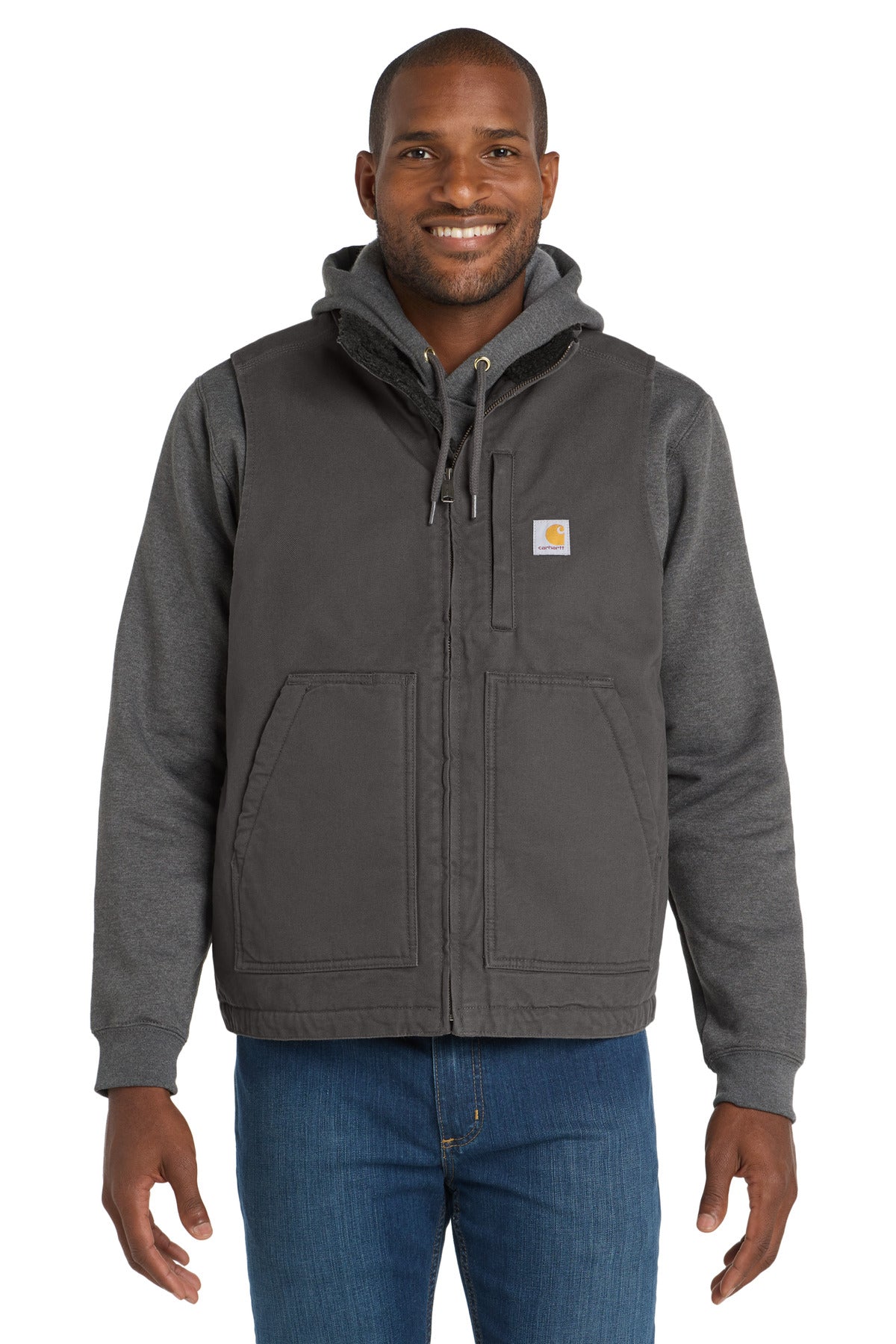 Carhartt Sherpa-Lined Mock Neck Vest CT104277 - Gravel - front