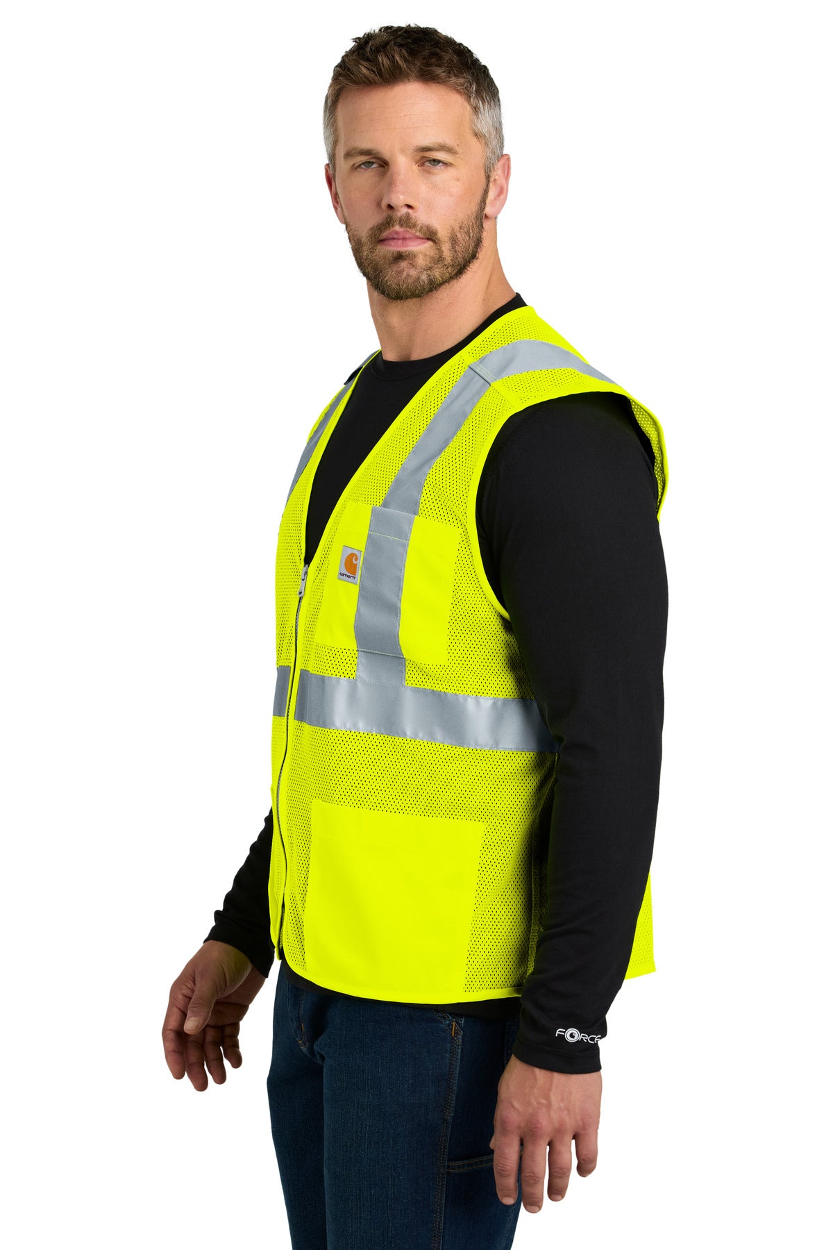 Carhartt ANSI Class 2 Mesh Zip-Front Vest CT106171 - Brite Lime - side