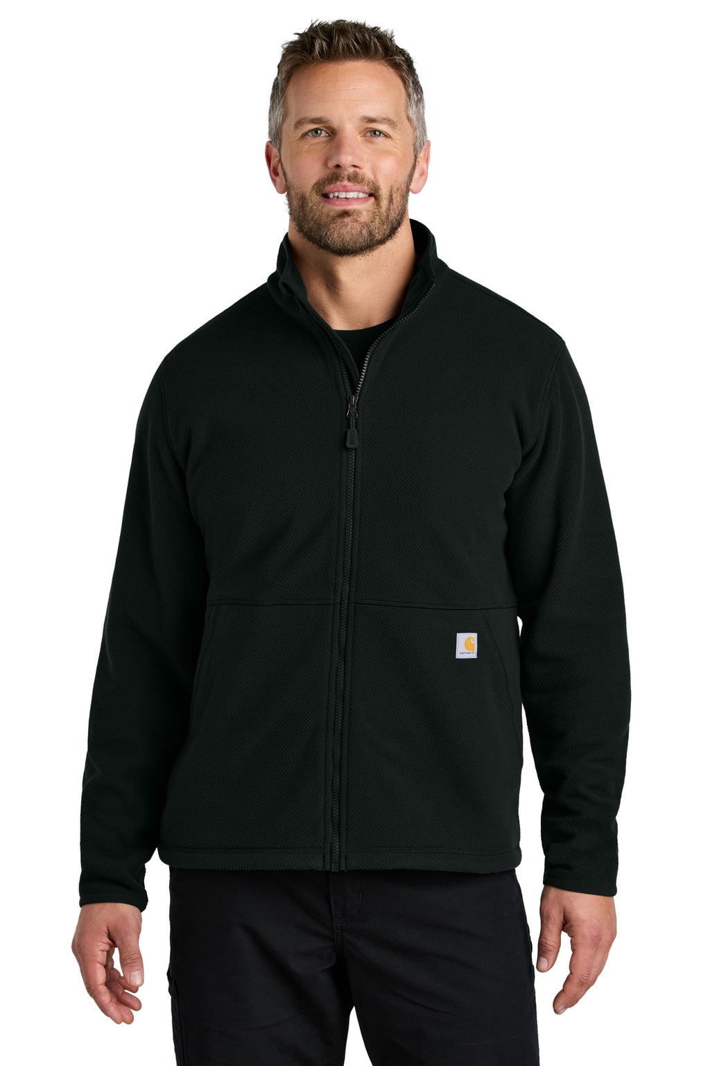 Carhartt Textured Full-Zip Fleece Jacket CT106416 - Black - front