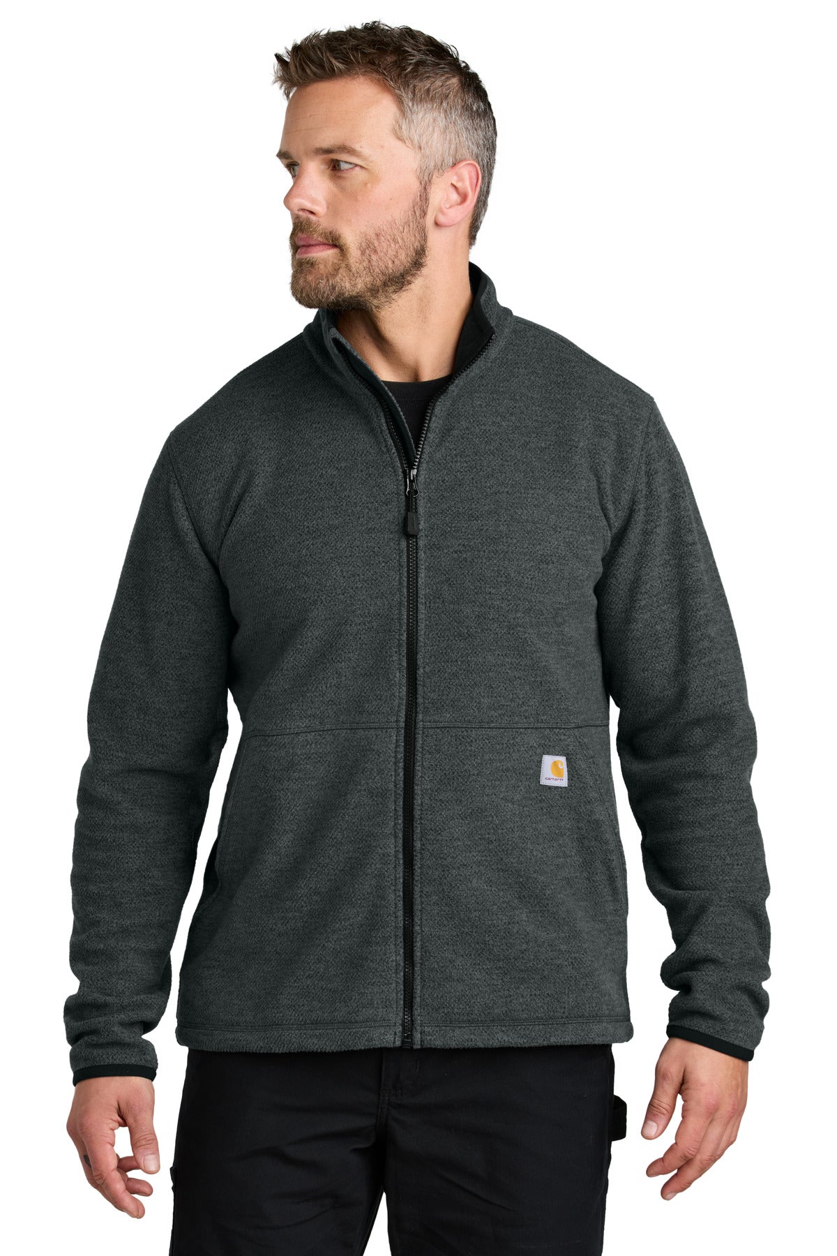 Carhartt Textured Full-Zip Fleece Jacket CT106416 - Carbon Heather - front