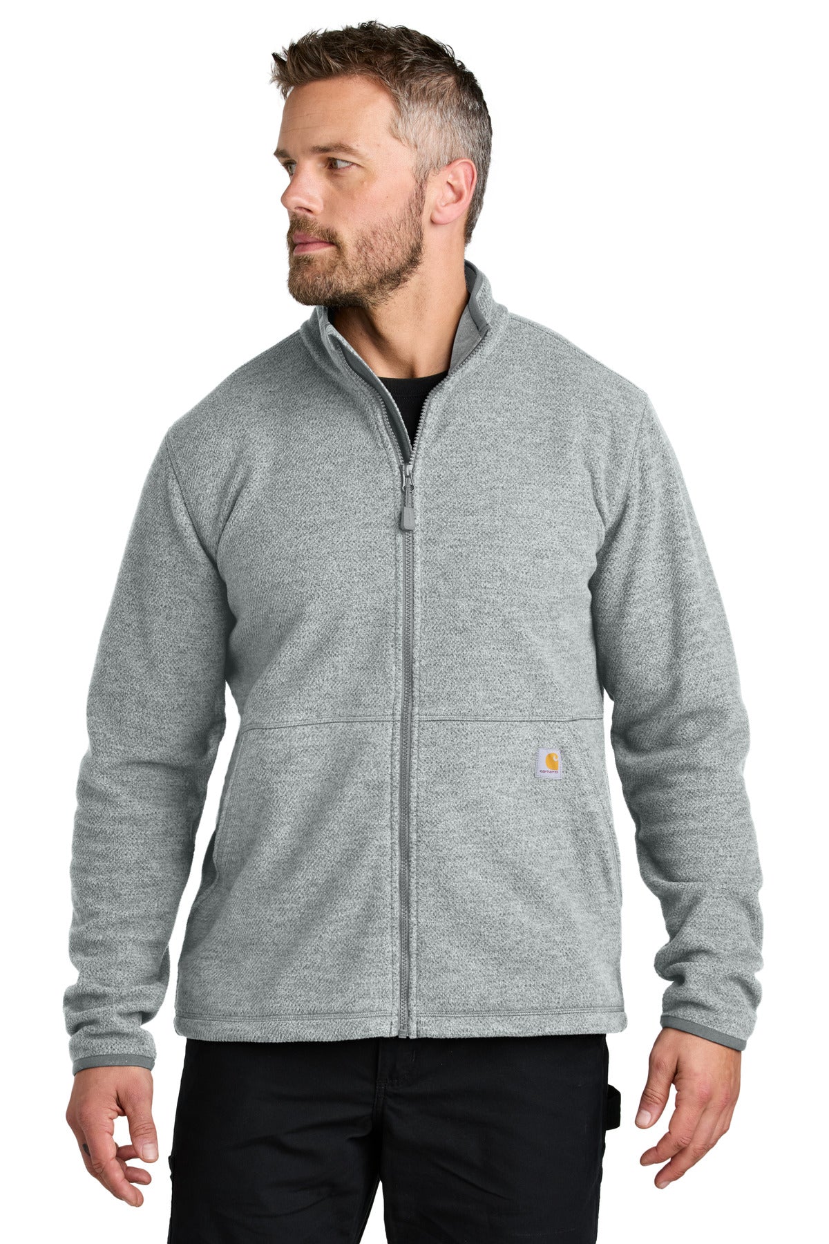 Carhartt Textured Full-Zip Fleece Jacket CT106416 - Heather Grey - front