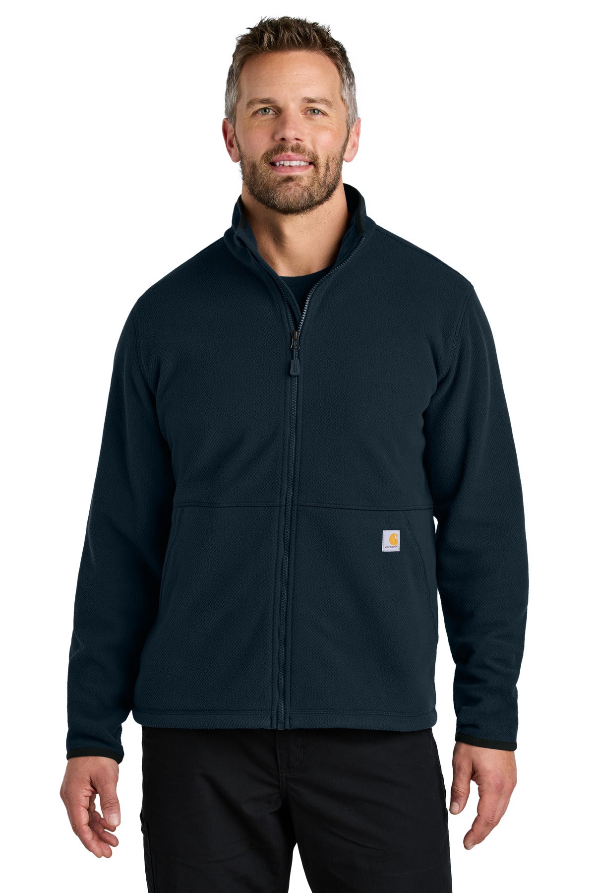 Carhartt Textured Full-Zip Fleece Jacket CT106416 - Navy - front