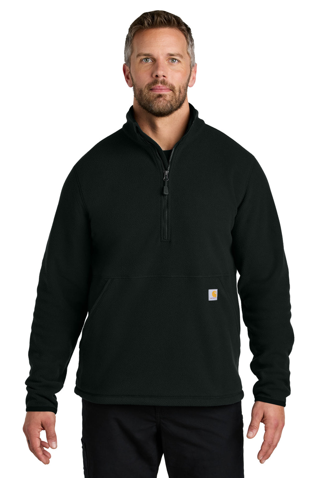 Carhartt Textured 1/2-Zip Fleece Jacket CT106417 - Black - front