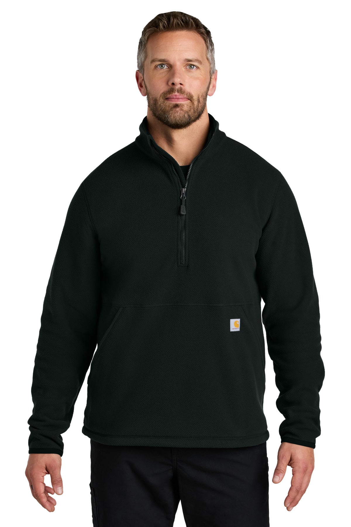 Carhartt Textured 1/2-Zip Fleece Jacket CT106417 - Black - front
