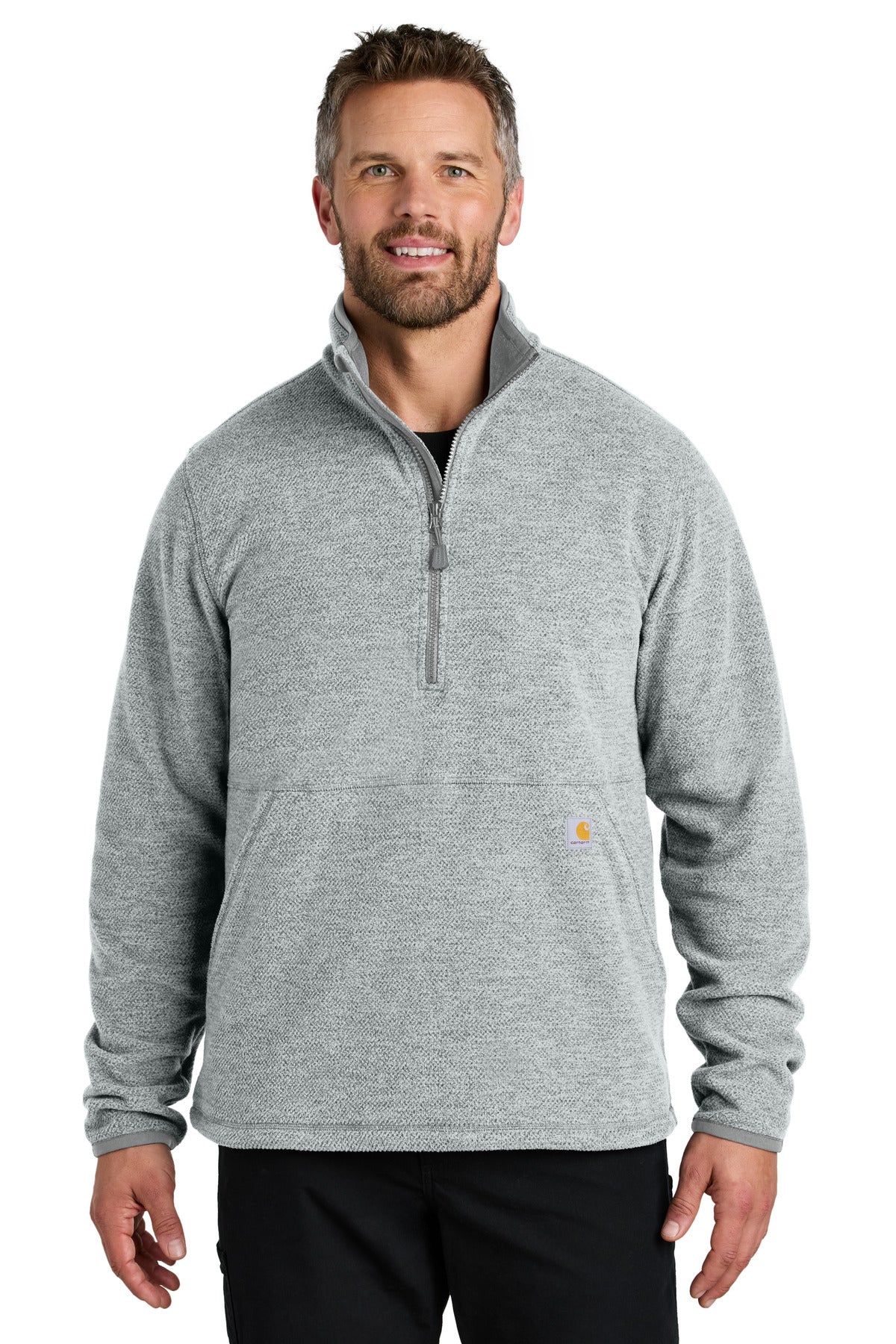 Carhartt Textured 1/2-Zip Fleece Jacket CT106417 - Heather Grey - front