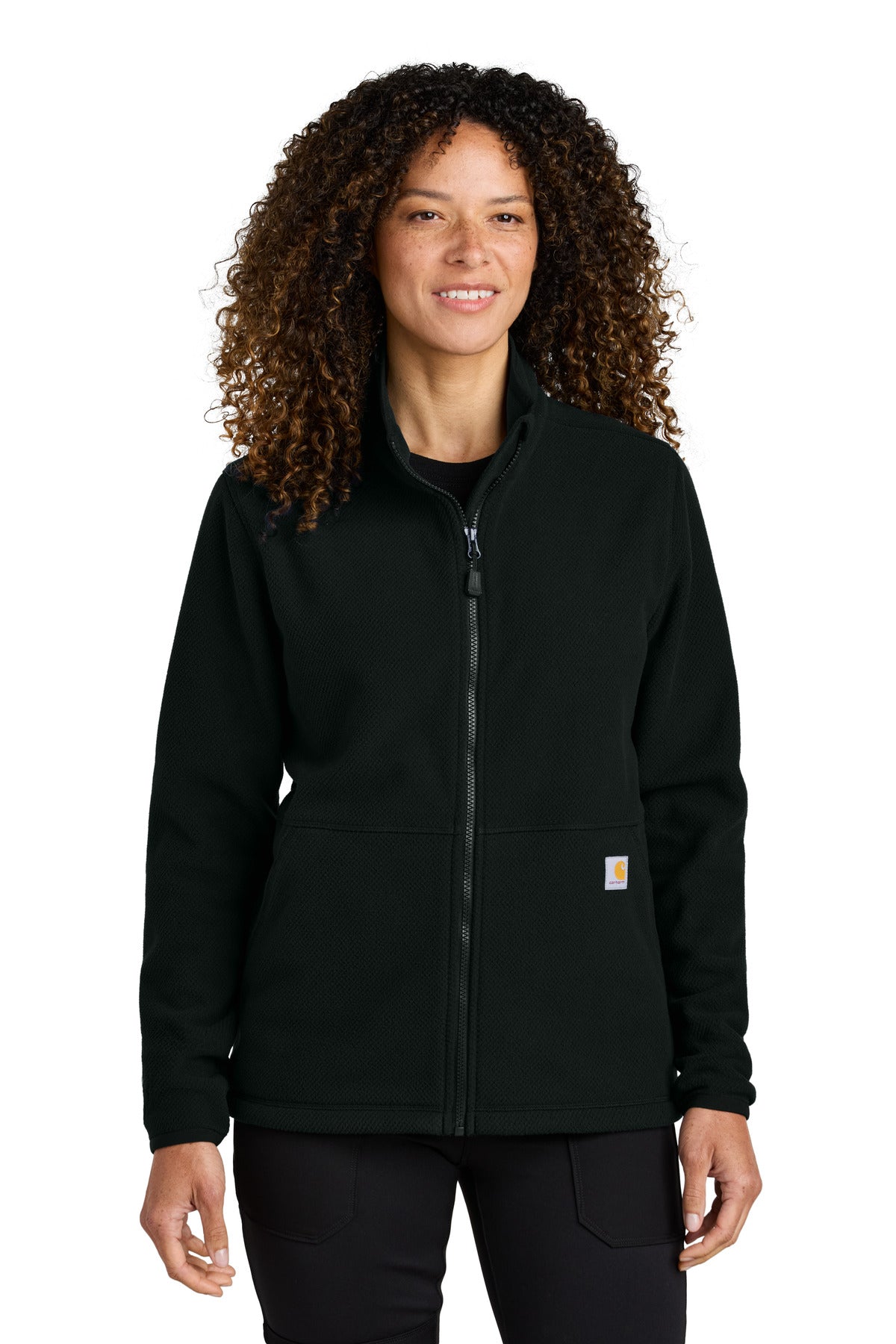 Carhartt Women's Textured Full-Zip Fleece Jacket CT106419 - Black - front