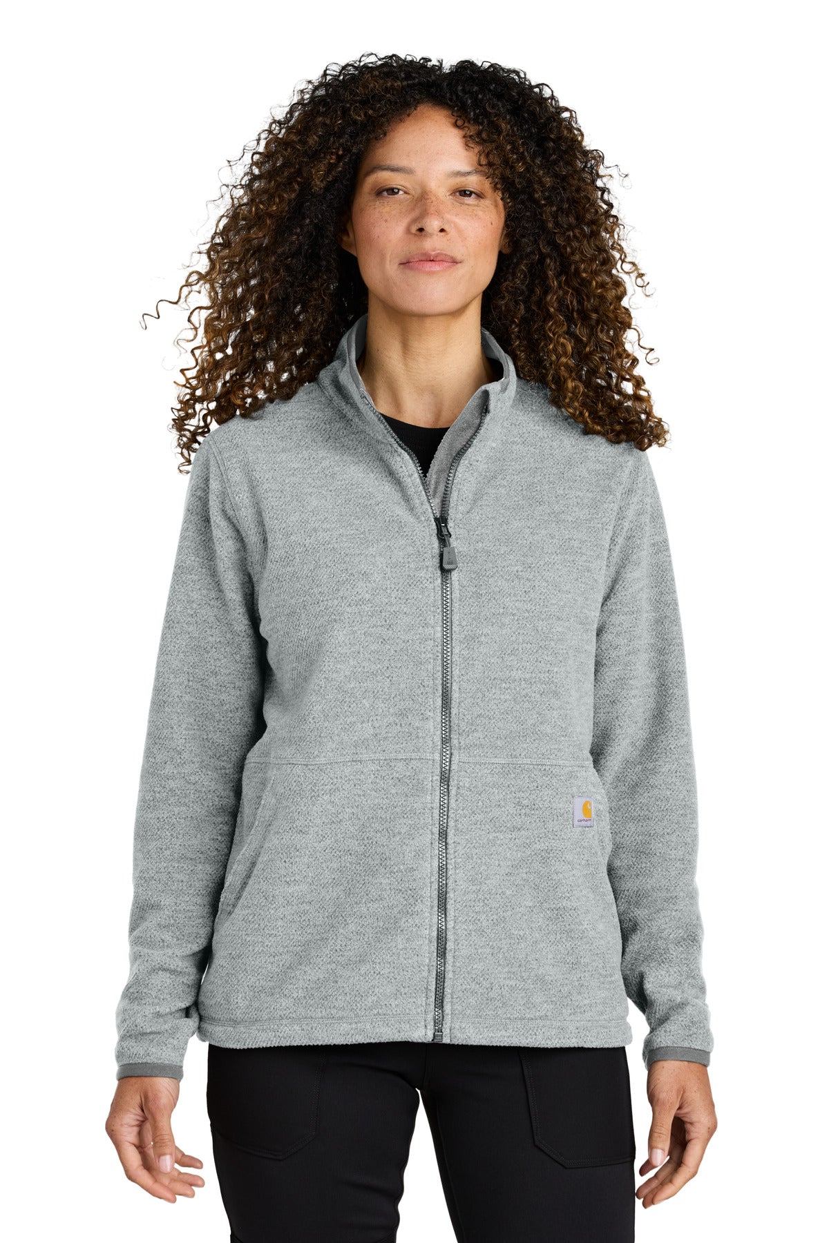 Carhartt Women's Textured Full-Zip Fleece Jacket CT106419 - Heather Grey - front
