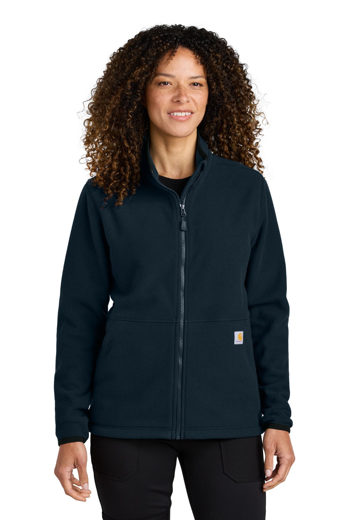 Carhartt Women's Textured Full-Zip Fleece Jacket CT106419 - Navy - front