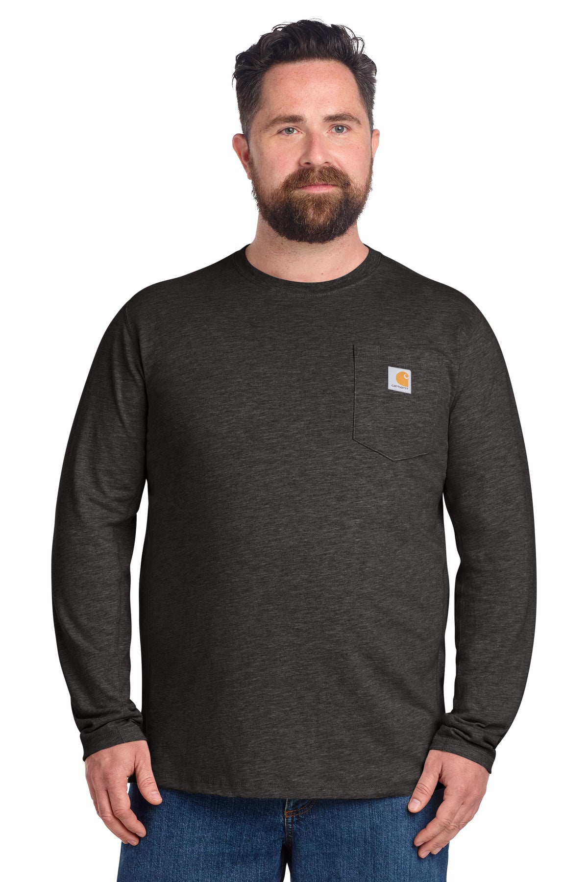 Carhartt Force Long Sleeve Pocket T-Shirt CT106656 - Carbon Heather - front