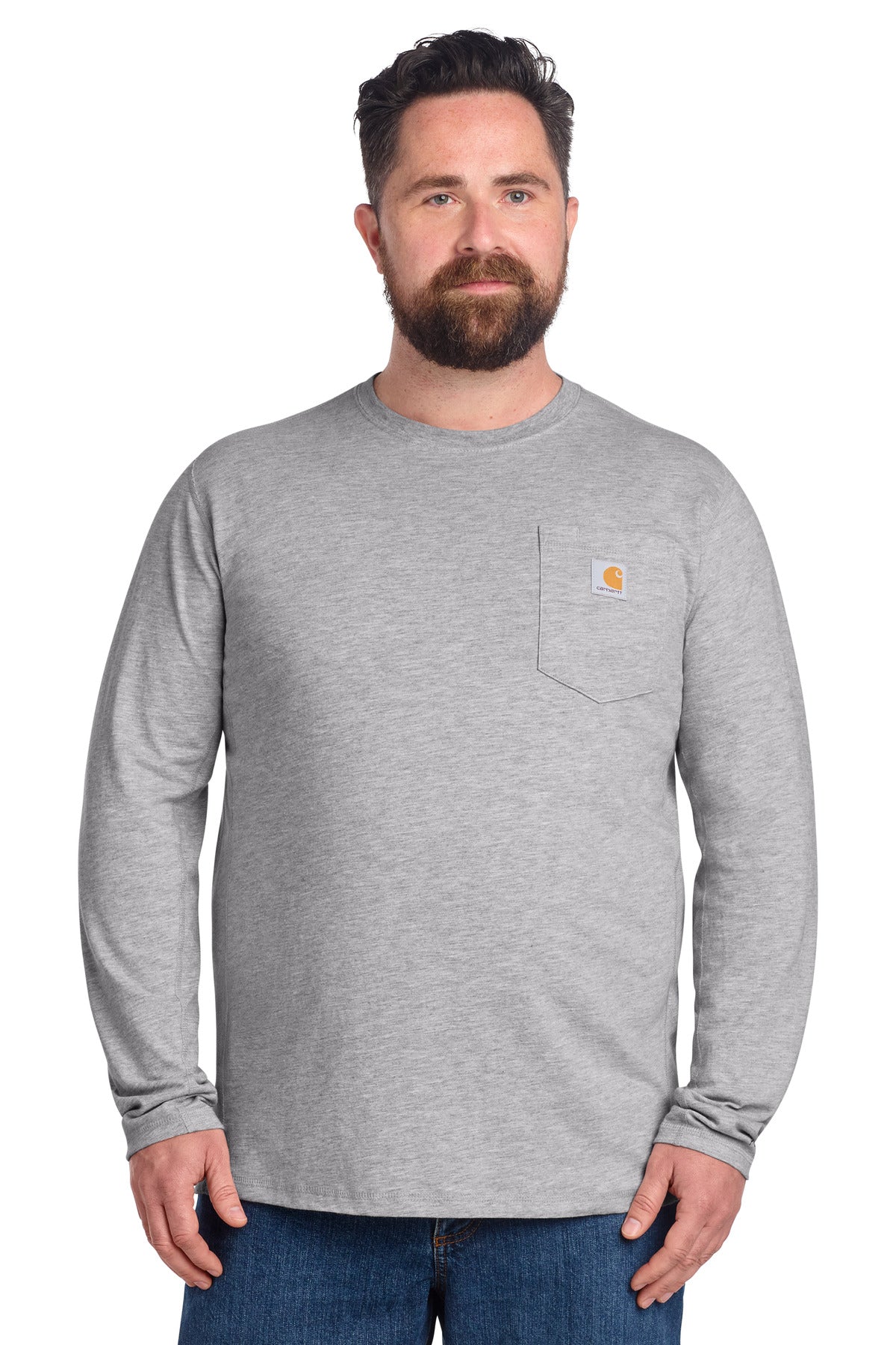 Carhartt Force Long Sleeve Pocket T-Shirt CT106656 - Heather Grey - front