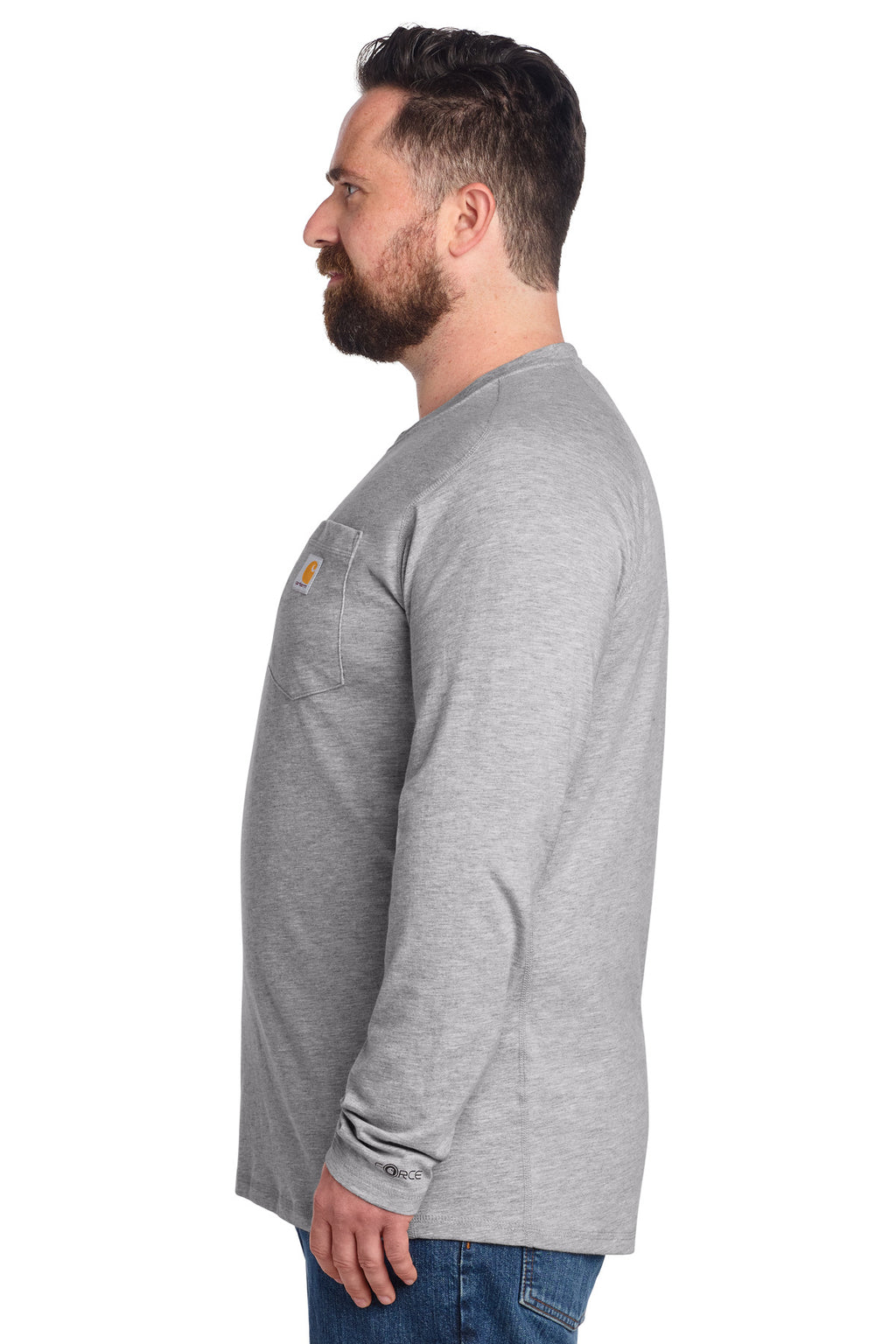 Carhartt Force Long Sleeve Pocket T-Shirt CT106656 - Heather Grey - side