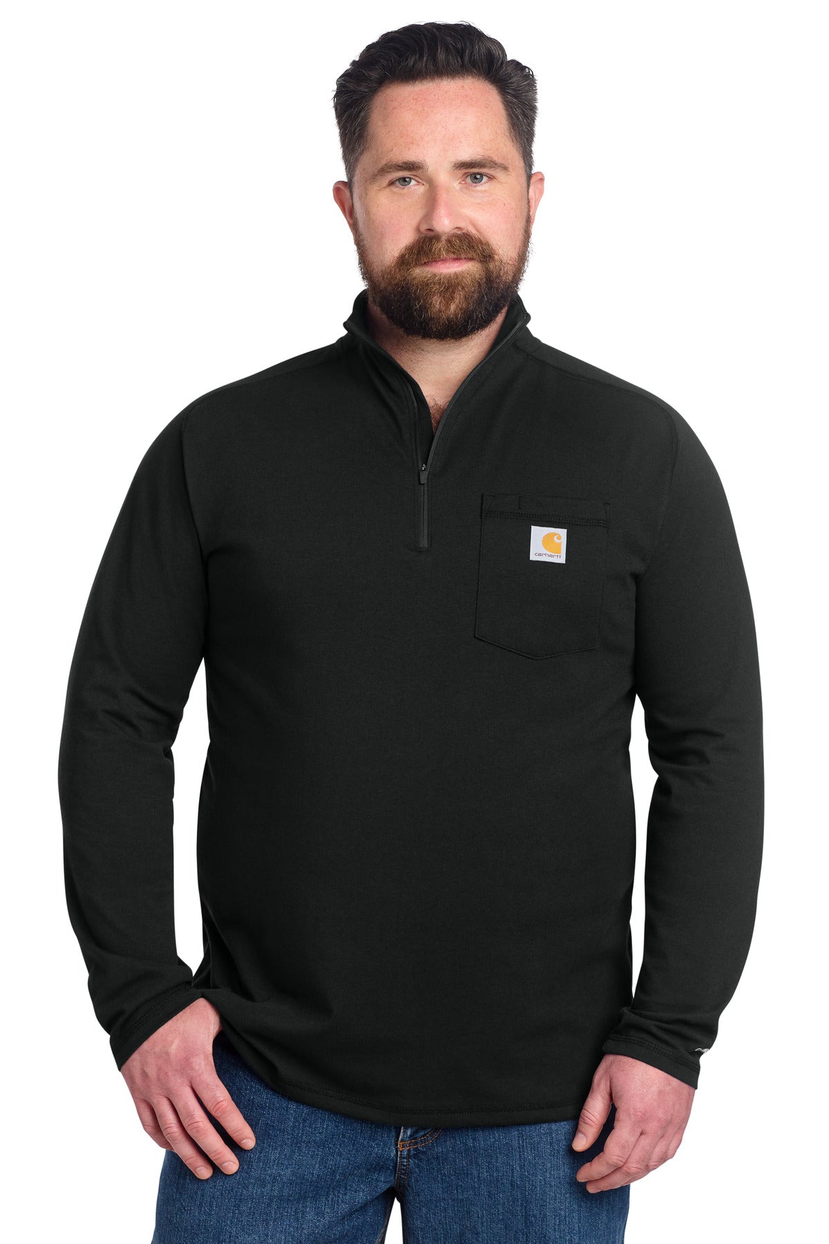 Carhartt Force 1/4-Zip Long Sleeve T-Shirt CT106660 - Black - front