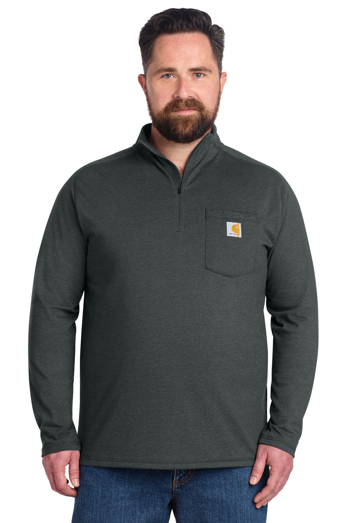 Carhartt Force 1/4-Zip Long Sleeve T-Shirt CT106660 - Carbon Heather - front