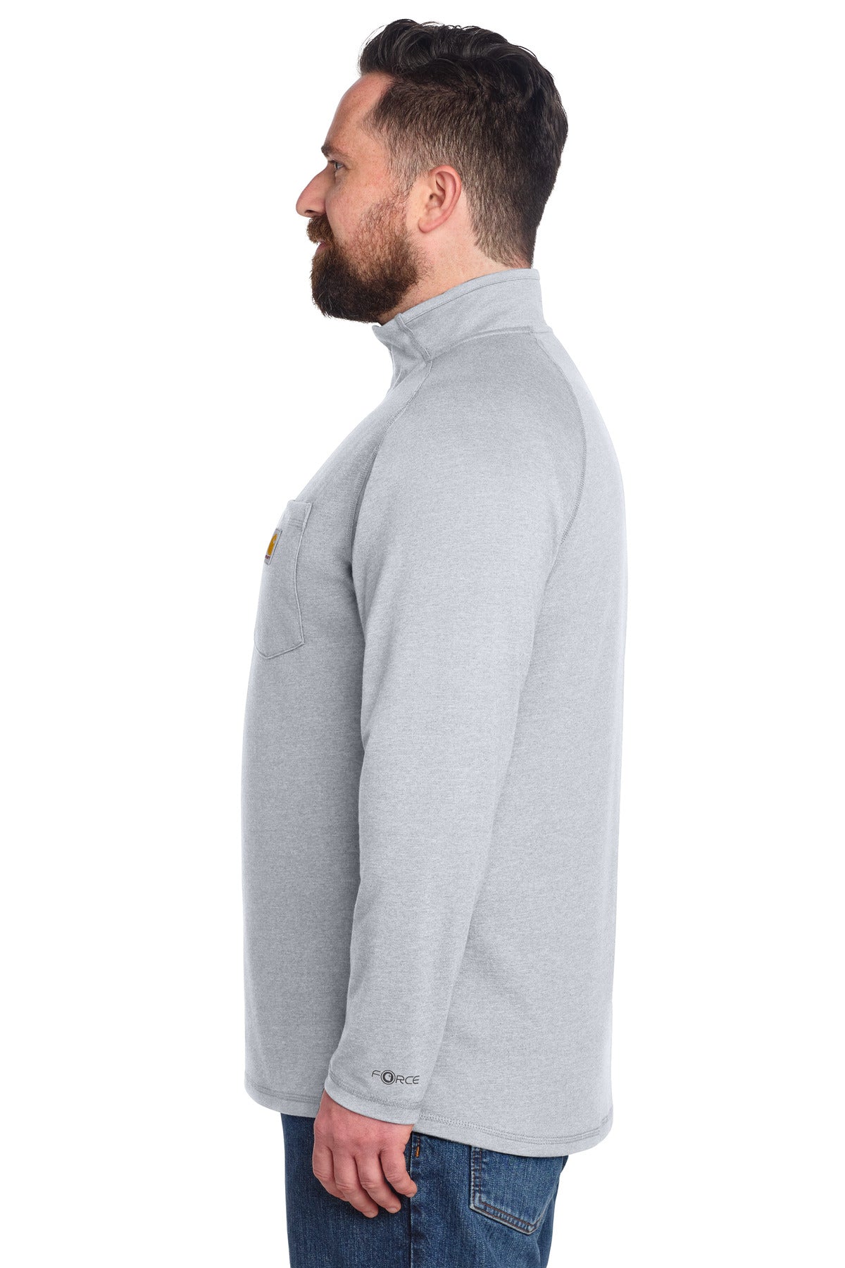 Carhartt Force 1/4-Zip Long Sleeve T-Shirt CT106660 - Heather Grey - side